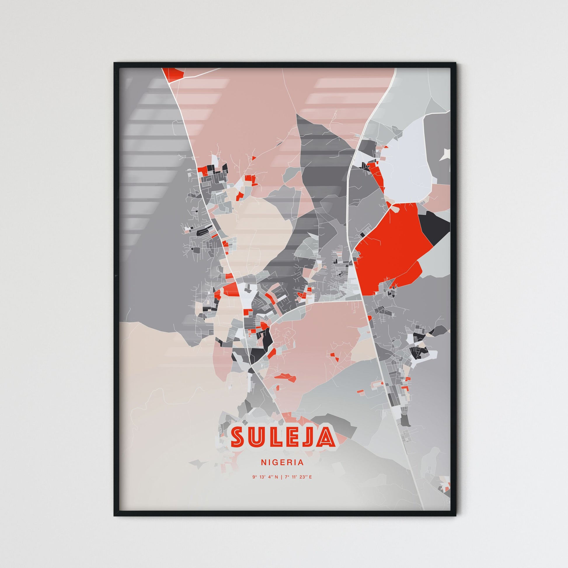 Colorful SULEJA NIGERIA Fine Art Map Modern