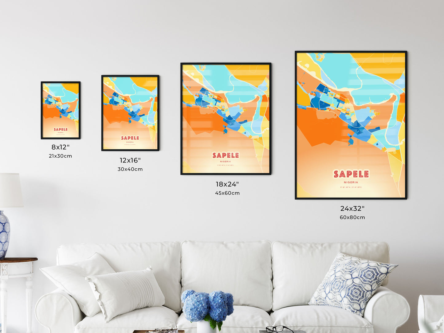 Colorful SAPELE NIGERIA Fine Art Map