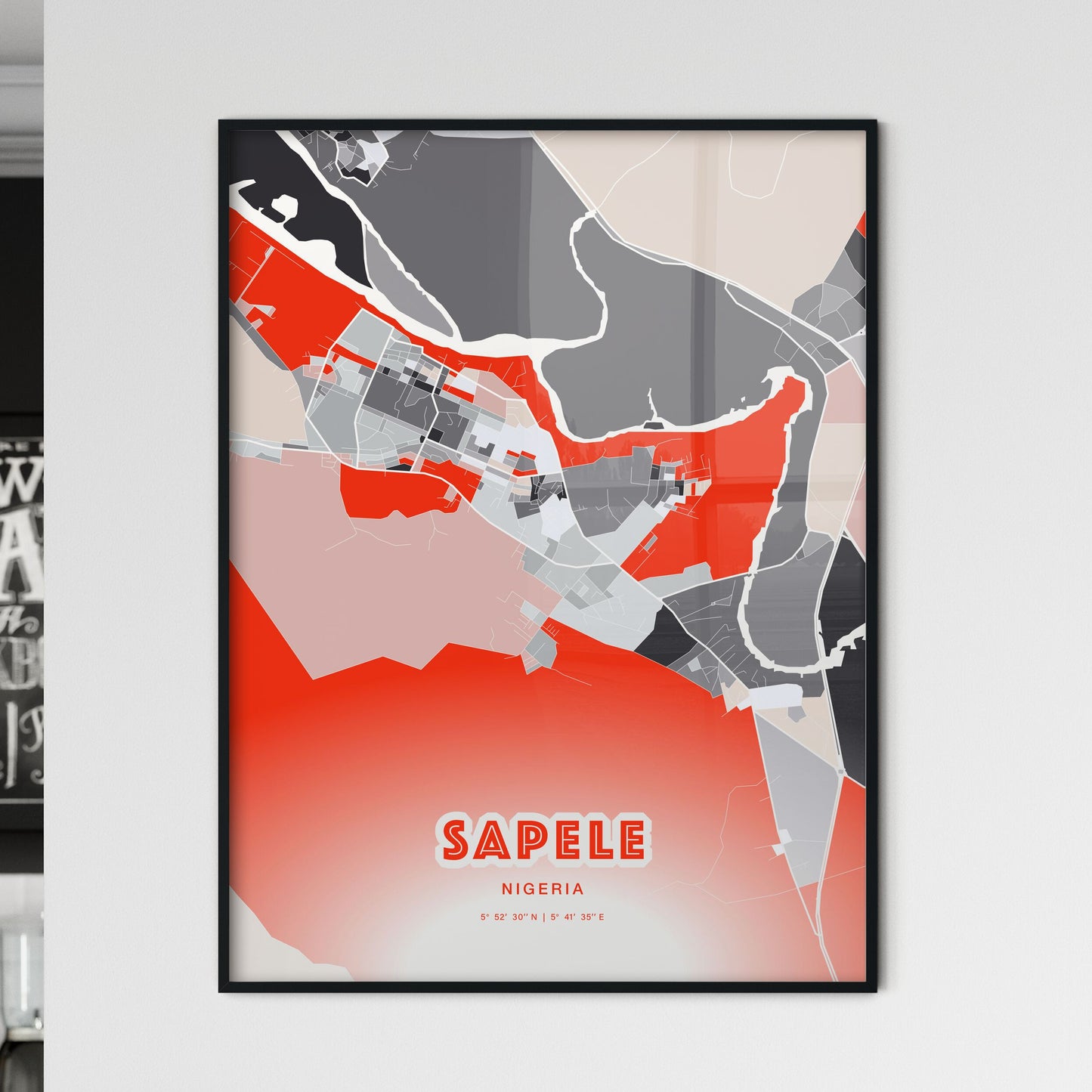 Colorful SAPELE NIGERIA Fine Art Map Modern