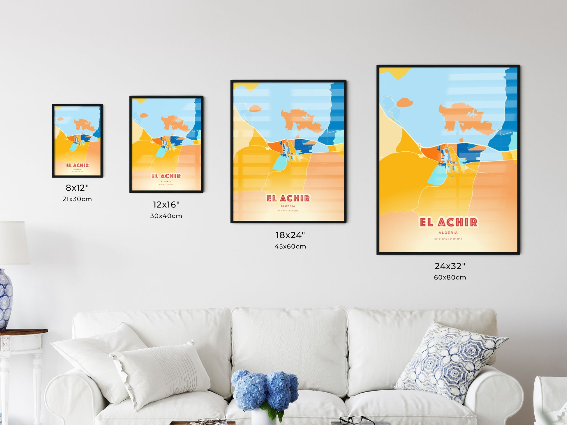 Colorful EL ACHIR ALGERIA Fine Art Map