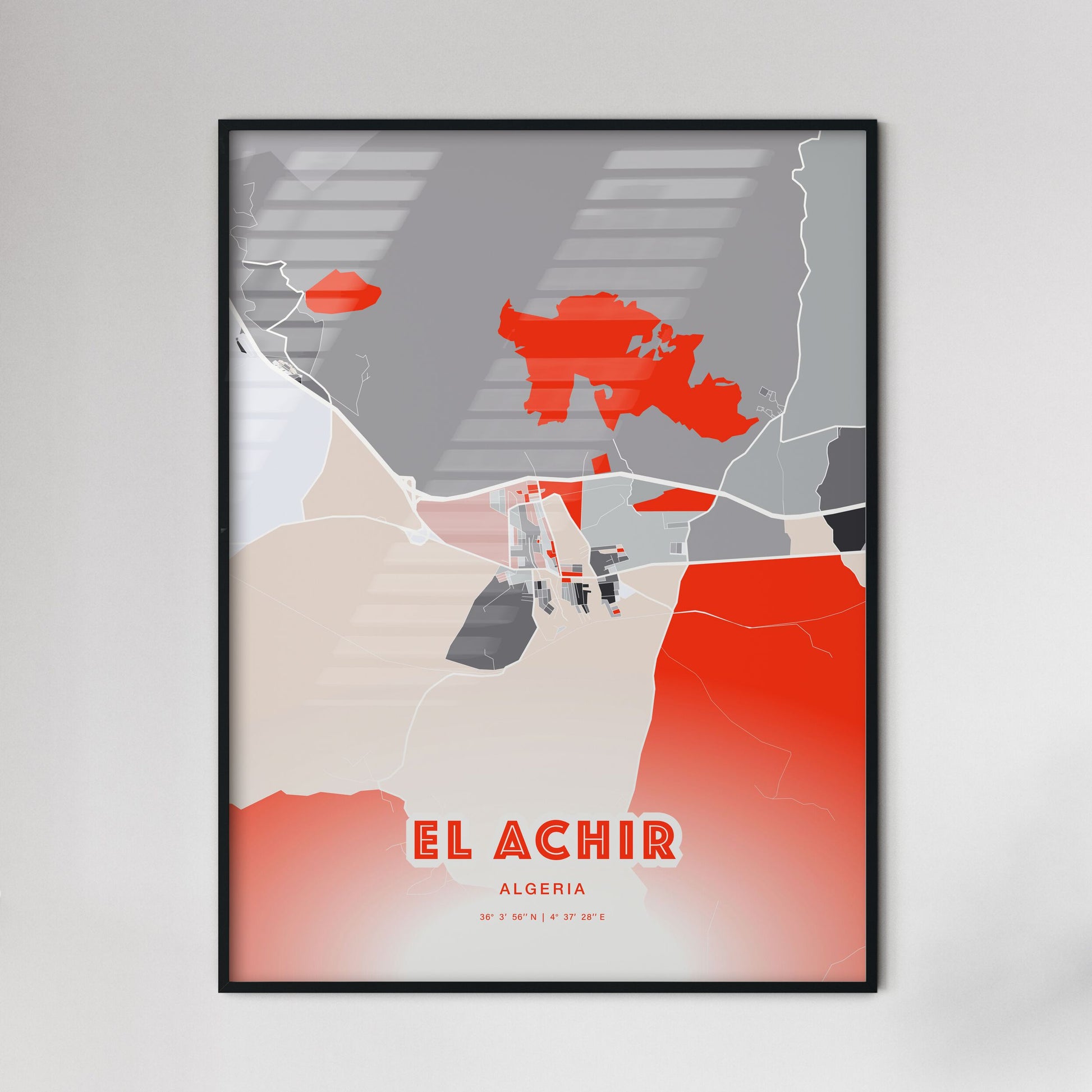 Colorful EL ACHIR ALGERIA Fine Art Map Modern