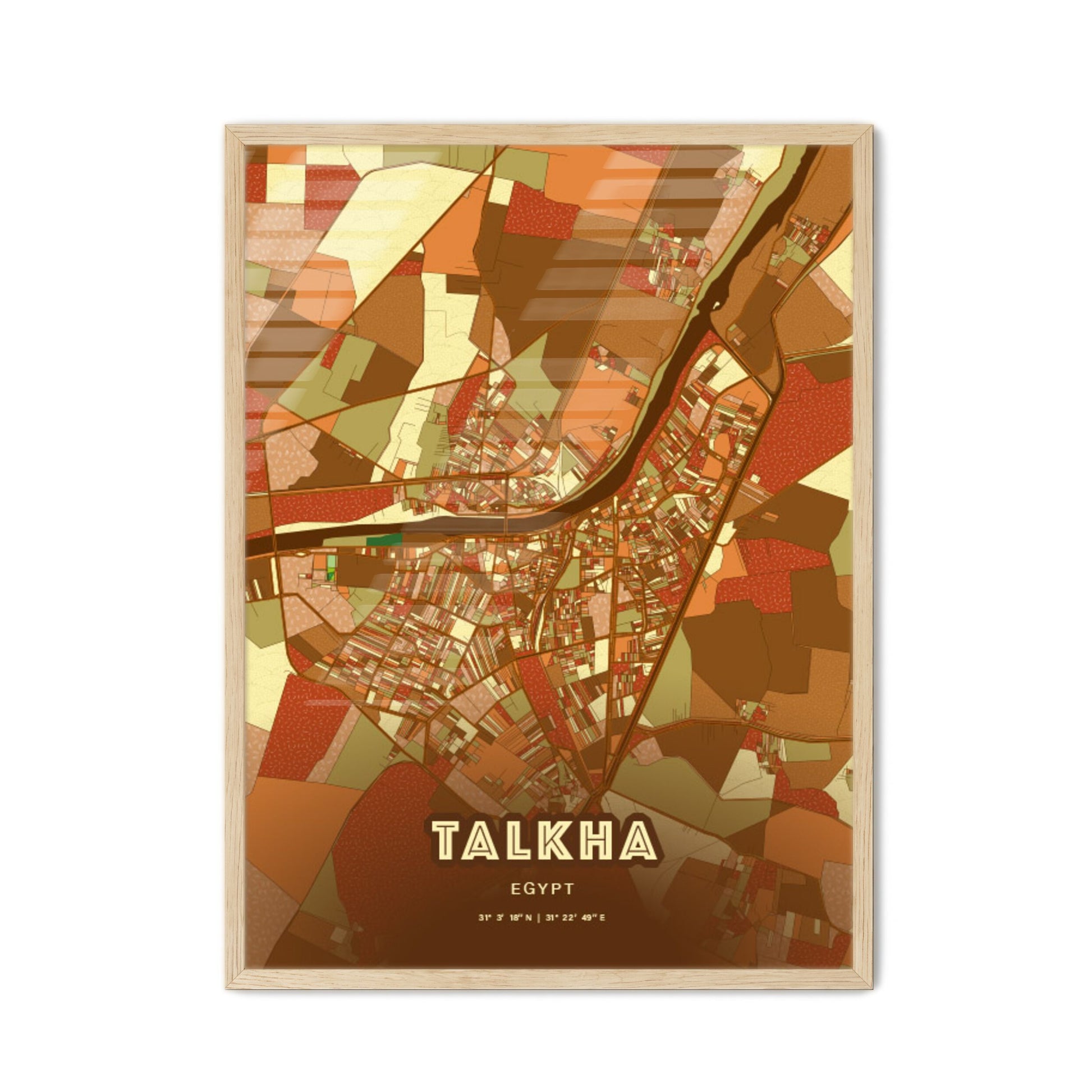 Colorful TALKHA EGYPT Fine Art Map Farmhouse