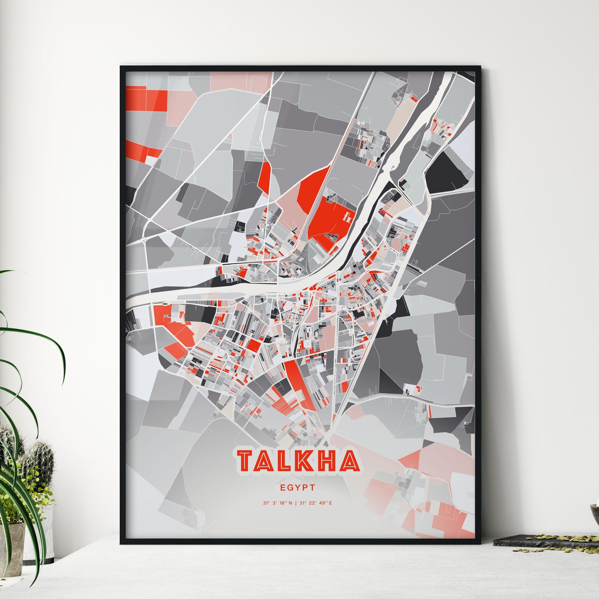 Colorful TALKHA EGYPT Fine Art Map Modern