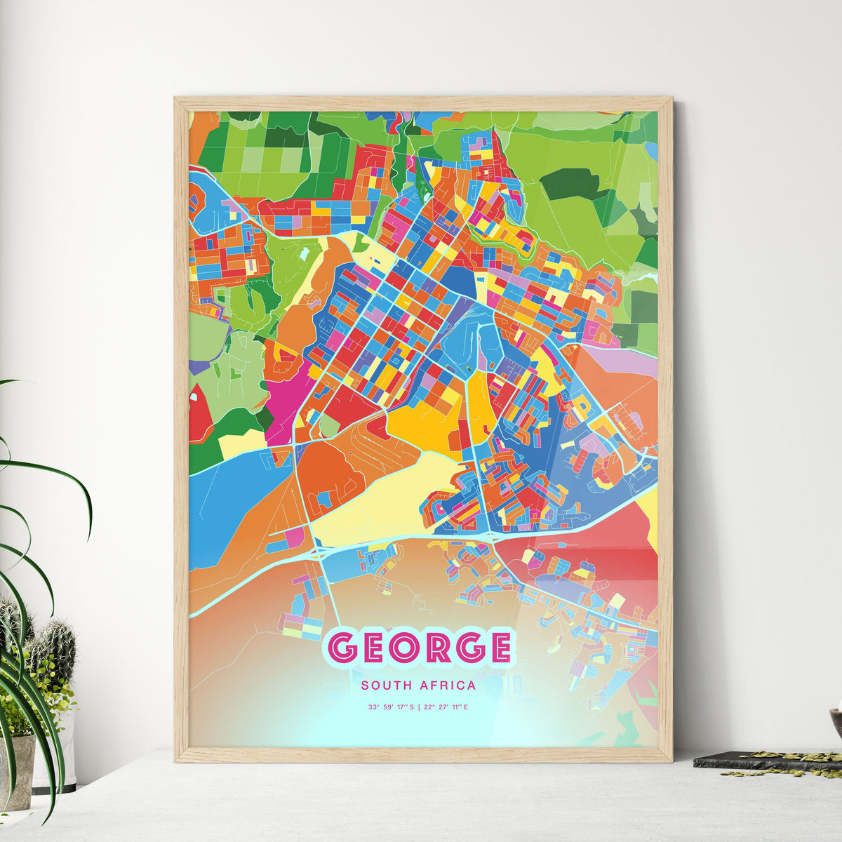Colorful GEORGE SOUTH AFRICA Fine Art Map Crazy Colors