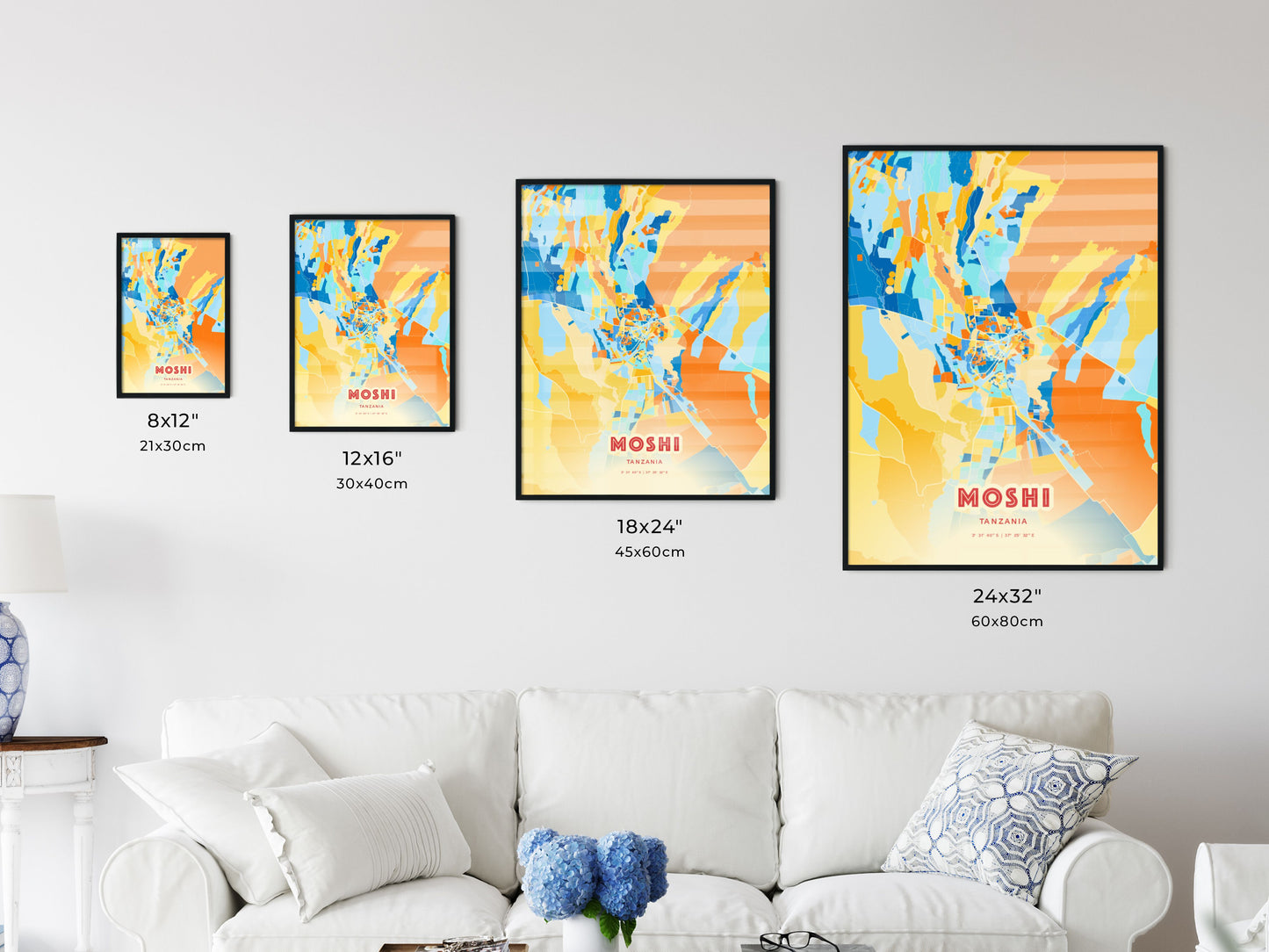 Colorful MOSHI TANZANIA Fine Art Map