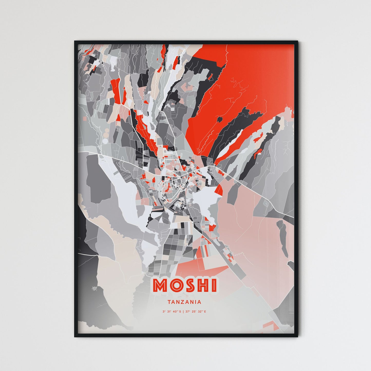 Colorful MOSHI TANZANIA Fine Art Map Modern