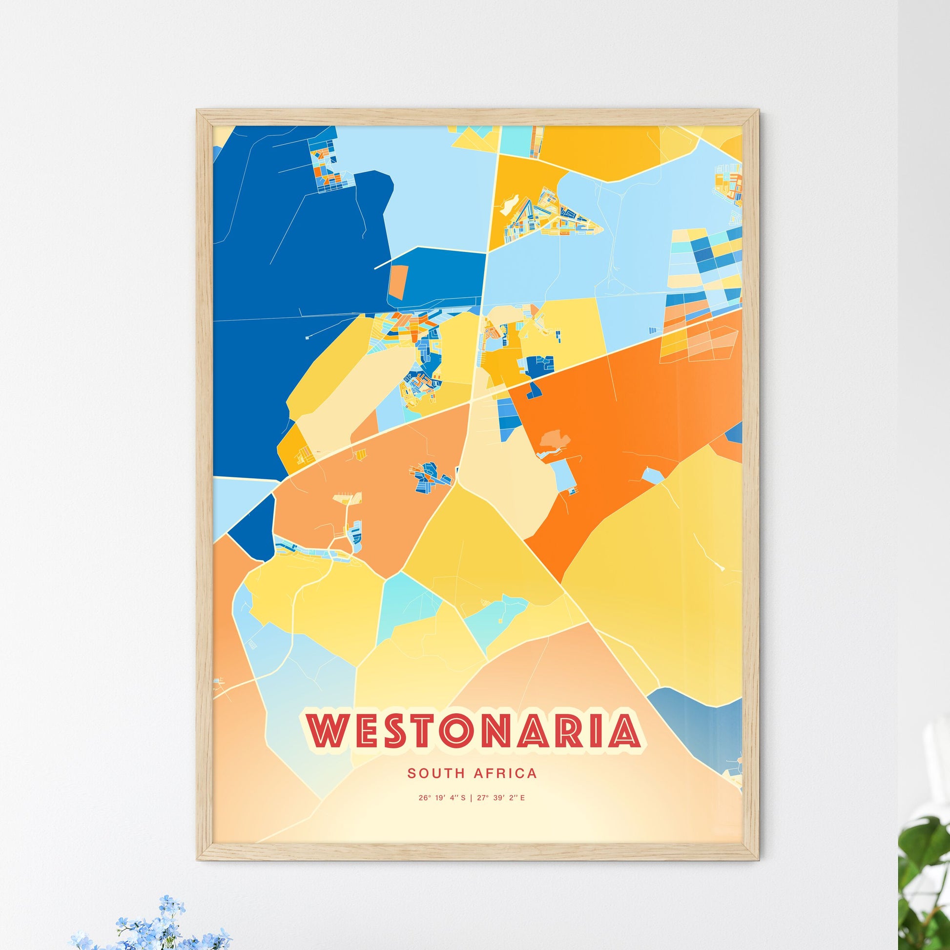 Colorful WESTONARIA SOUTH AFRICA Fine Art Map Blue Orange