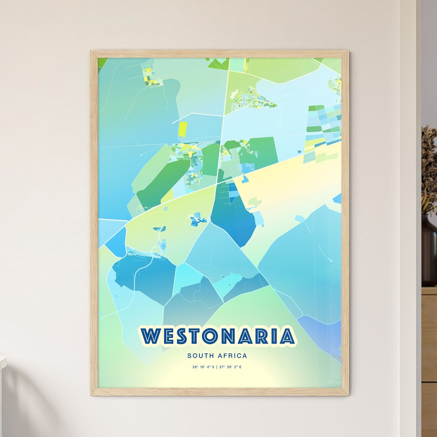 Colorful WESTONARIA SOUTH AFRICA Fine Art Map Cool Blue