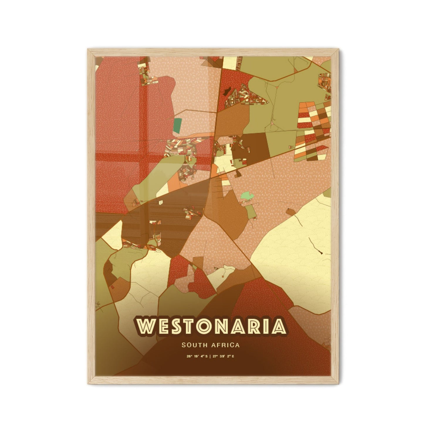 Colorful WESTONARIA SOUTH AFRICA Fine Art Map Farmhouse