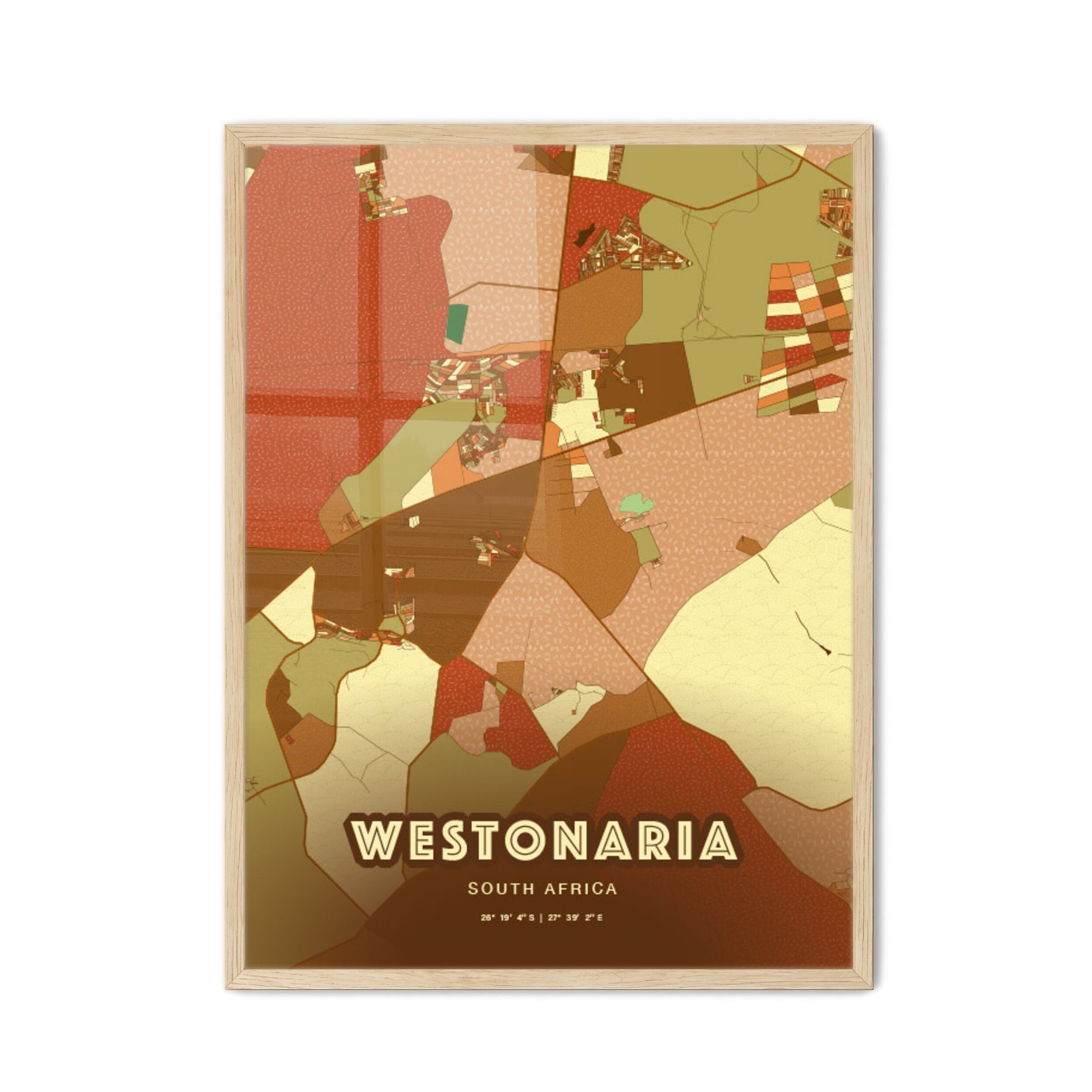 Colorful WESTONARIA SOUTH AFRICA Fine Art Map Farmhouse