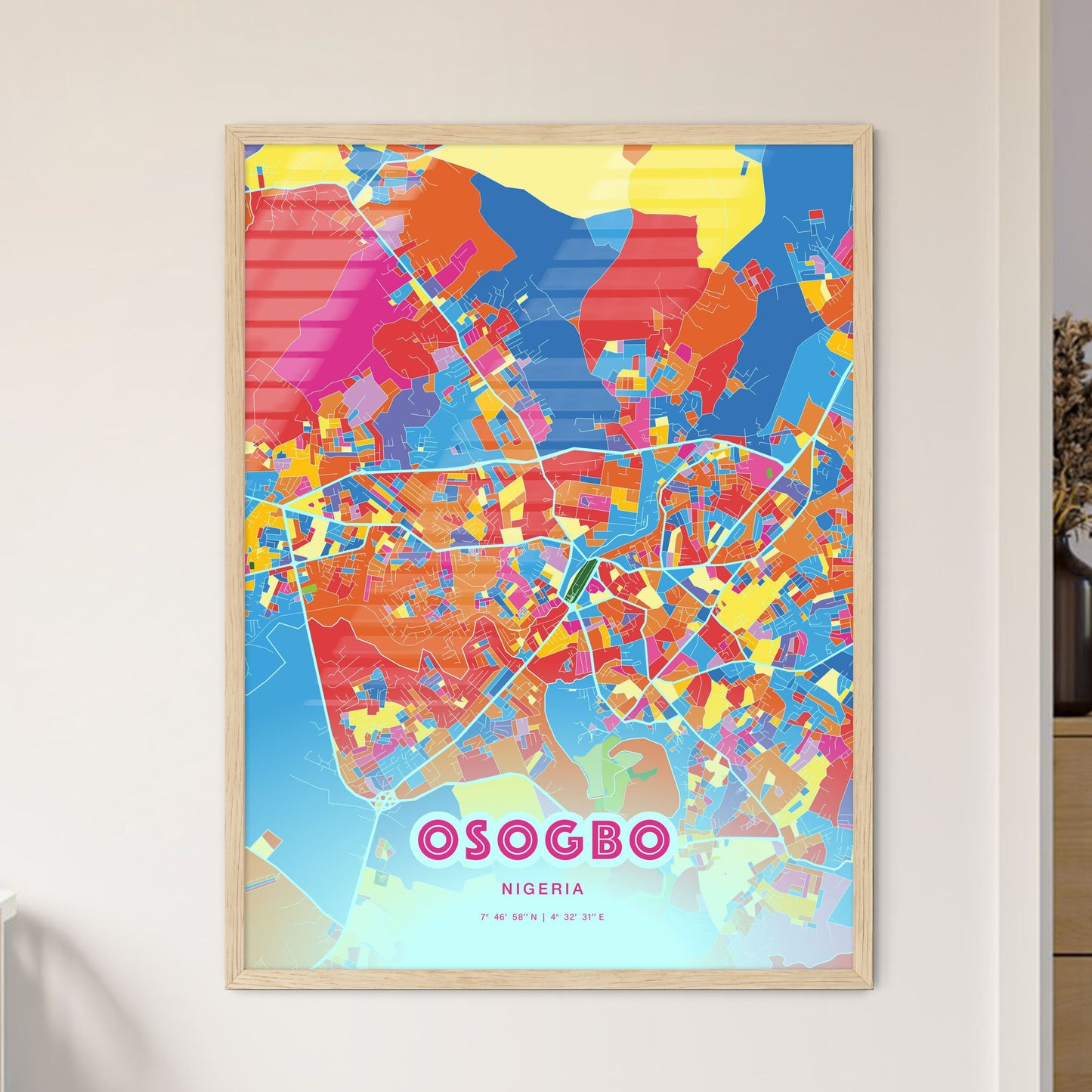 Colorful OSOGBO NIGERIA Fine Art Map Crazy Colors