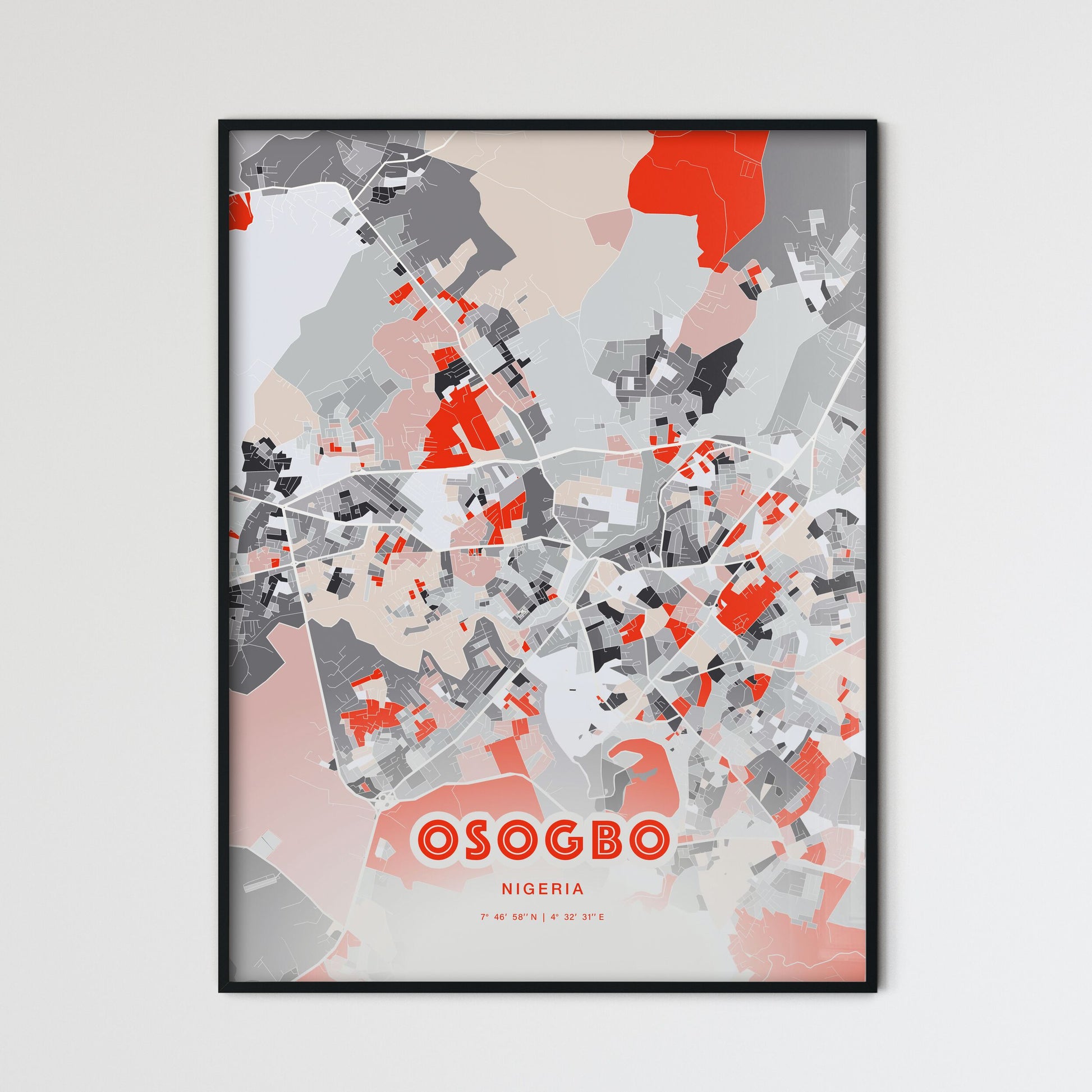 Colorful OSOGBO NIGERIA Fine Art Map Modern