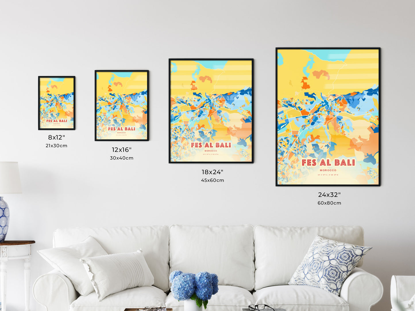 Colorful FES AL BALI MOROCCO Fine Art Map