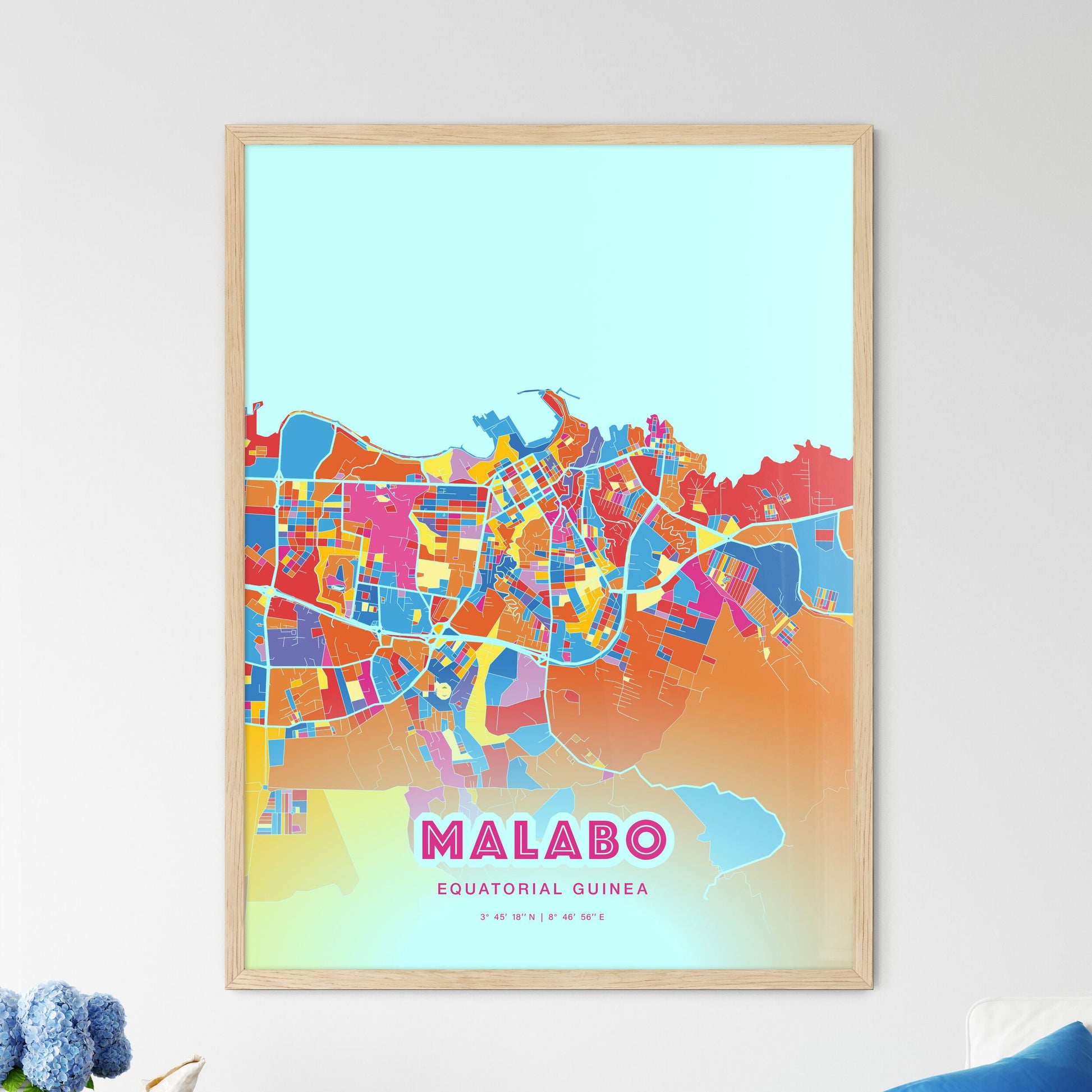 Colorful MALABO EQUATORIAL GUINEA Fine Art Map Crazy Colors