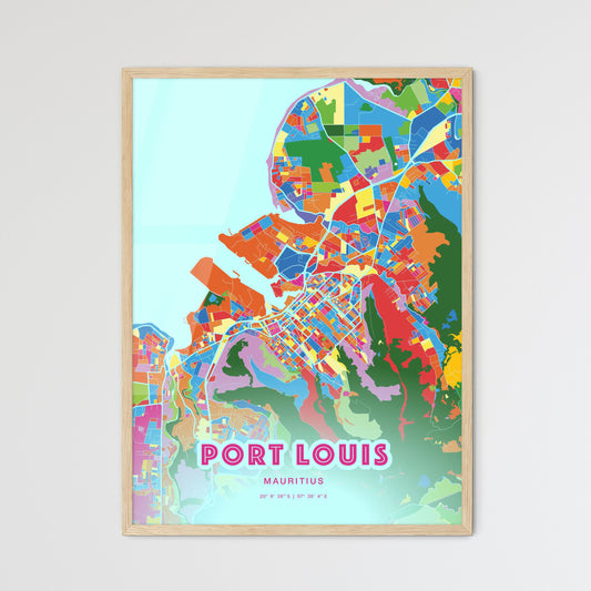Colorful PORT LOUIS MAURITIUS Fine Art Map Crazy Colors