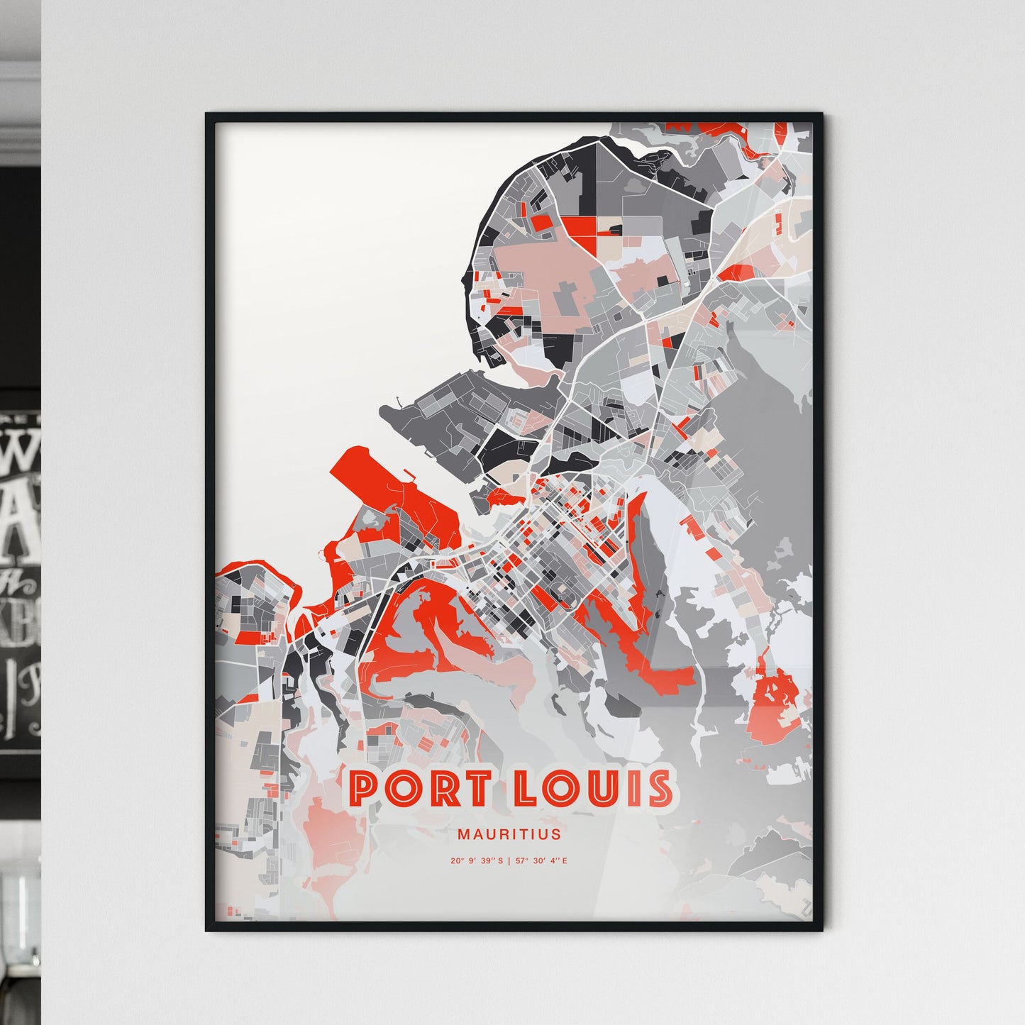 Colorful PORT LOUIS MAURITIUS Fine Art Map Modern