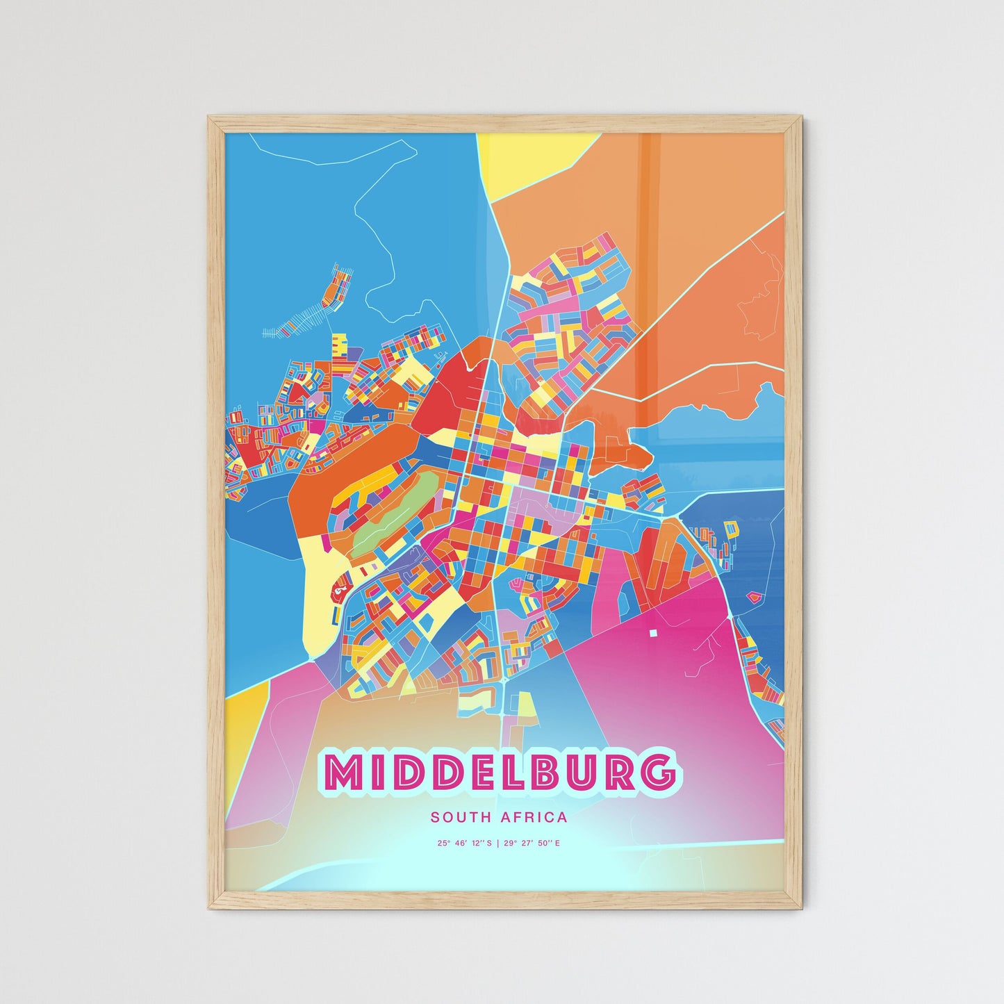 Colorful MIDDELBURG SOUTH AFRICA Fine Art Map Crazy Colors