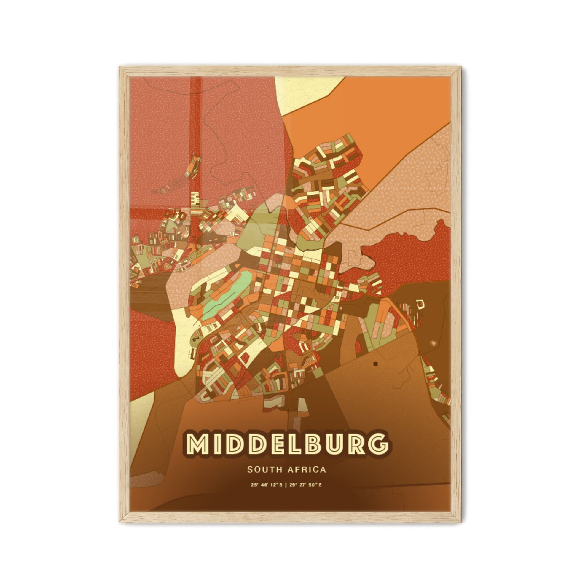 Colorful MIDDELBURG SOUTH AFRICA Fine Art Map Farmhouse