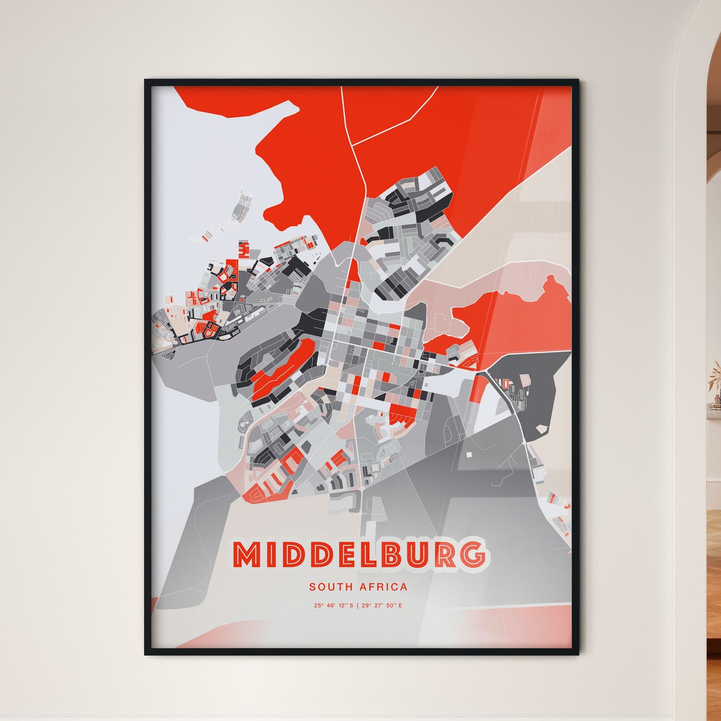 Colorful MIDDELBURG SOUTH AFRICA Fine Art Map Modern