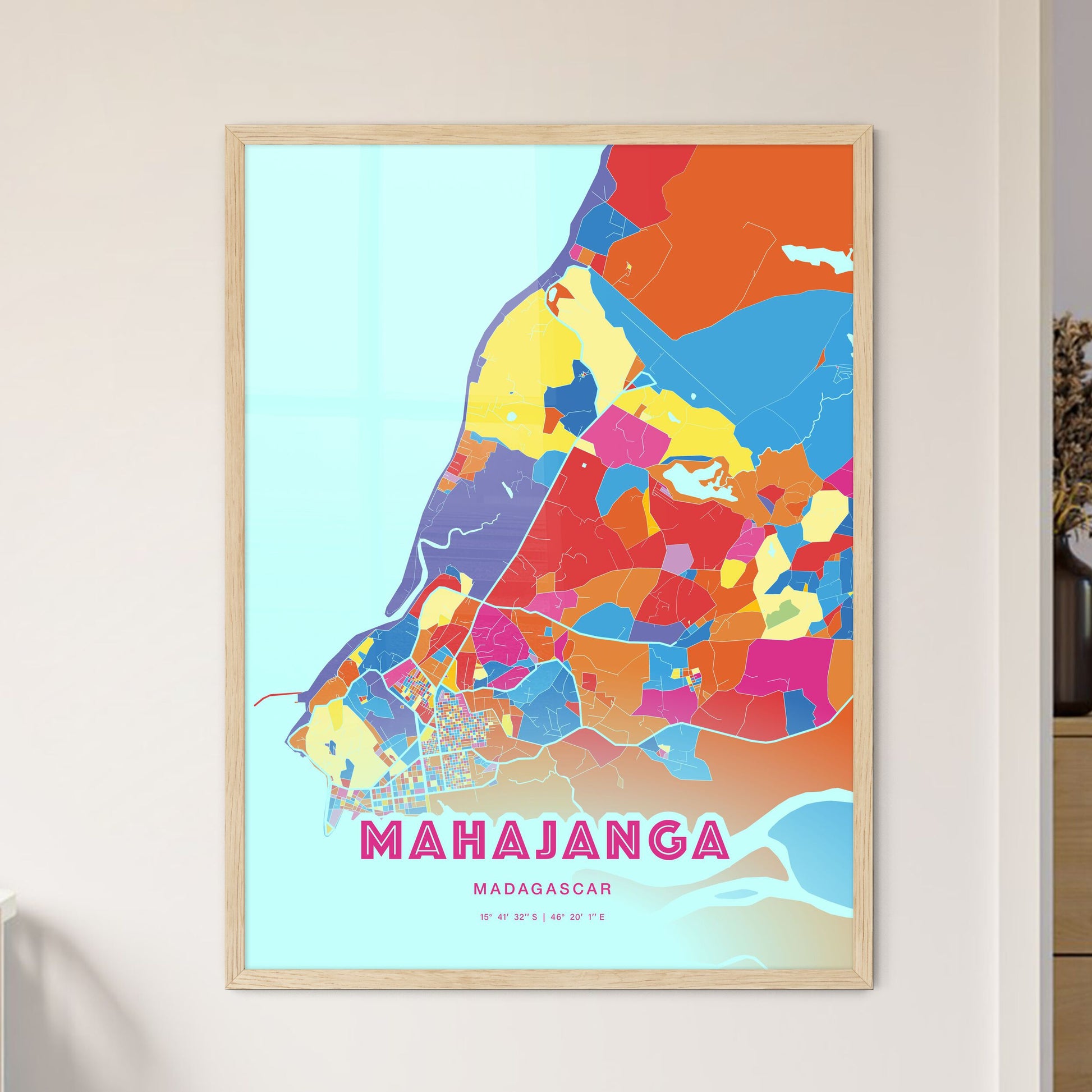 Colorful MAHAJANGA MADAGASCAR Fine Art Map Crazy Colors