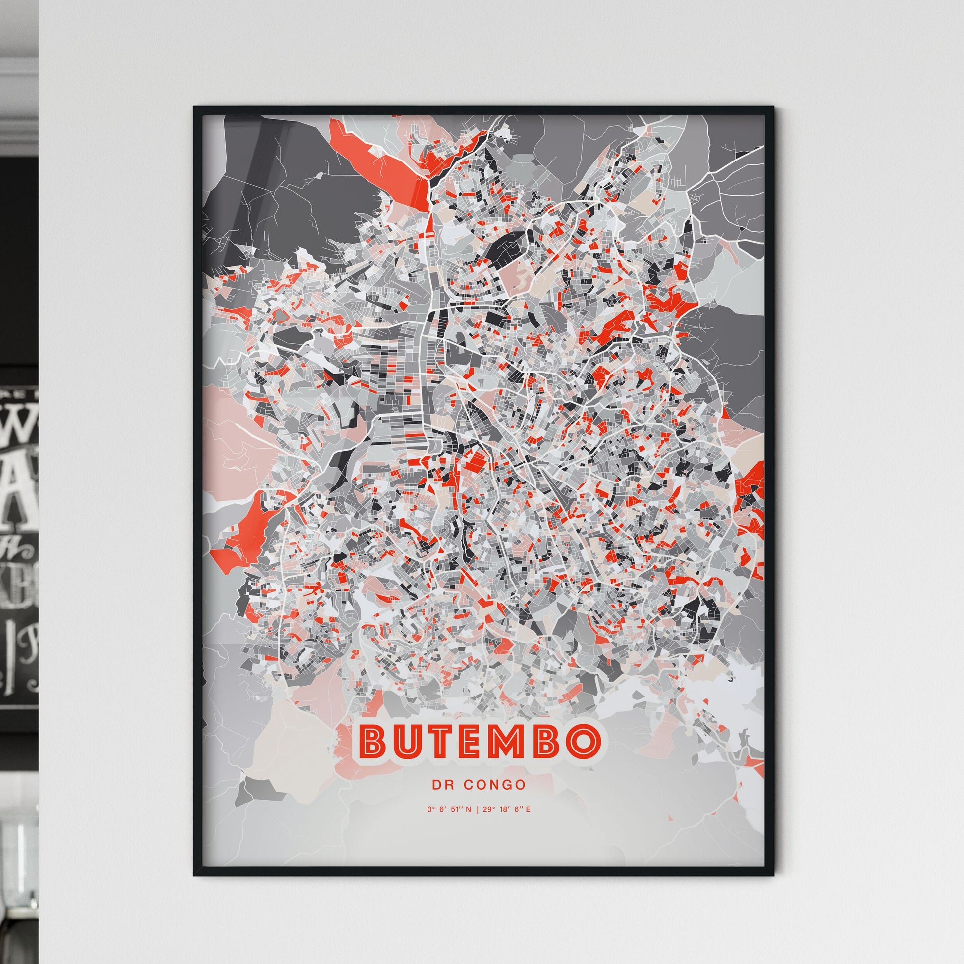 Colorful BUTEMBO DR CONGO Fine Art Map Modern