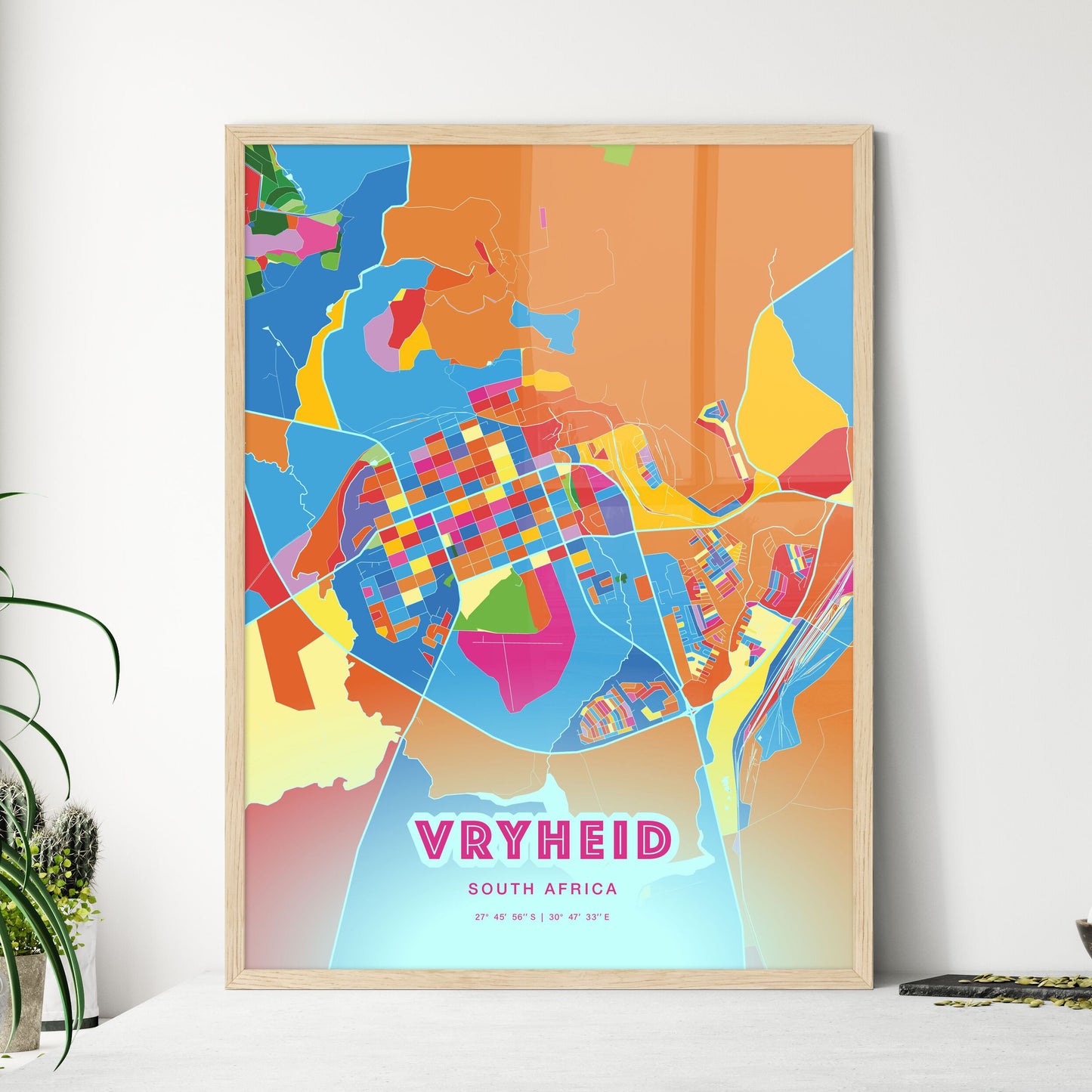 Colorful VRYHEID SOUTH AFRICA Fine Art Map Crazy Colors