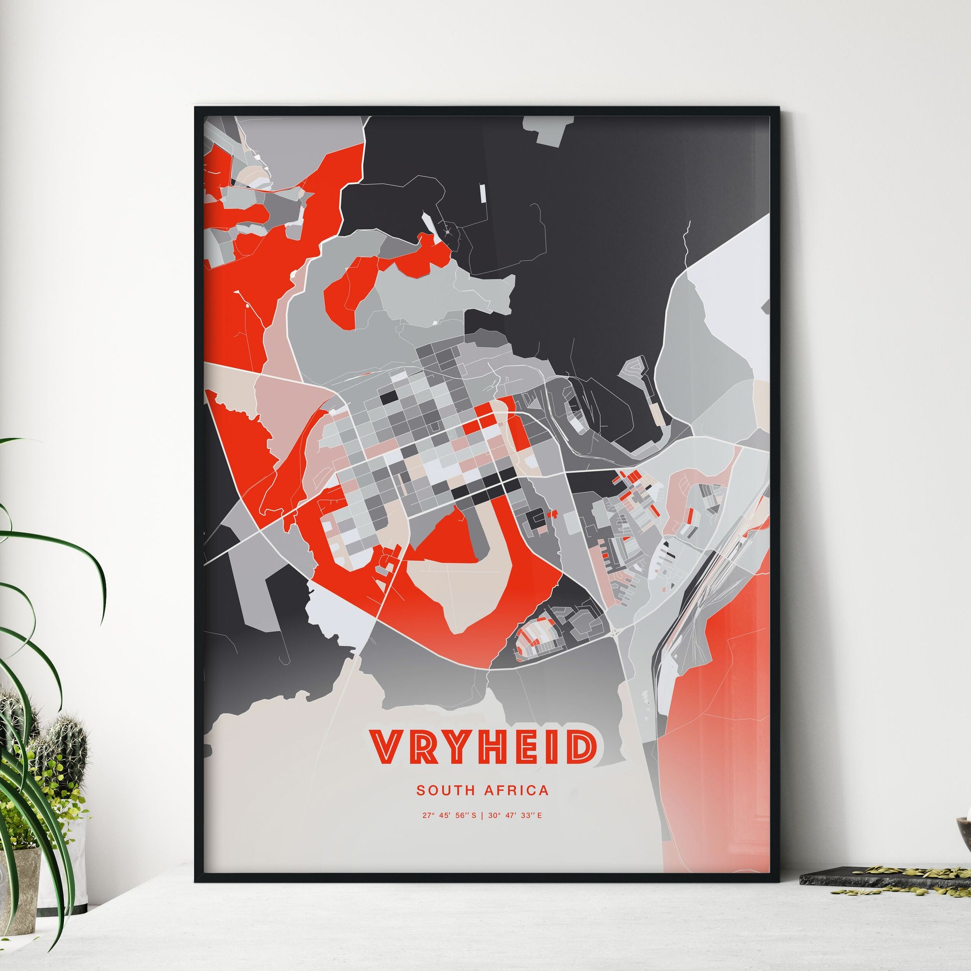 Colorful VRYHEID SOUTH AFRICA Fine Art Map Modern