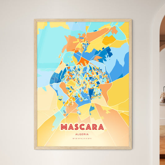 Colorful MASCARA ALGERIA Fine Art Map Blue Orange