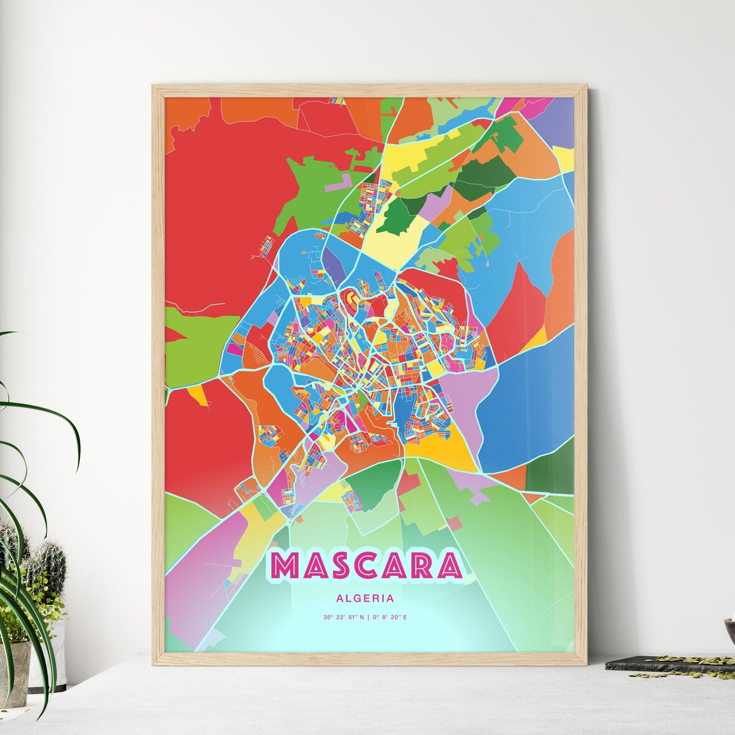 Colorful MASCARA ALGERIA Fine Art Map Crazy Colors