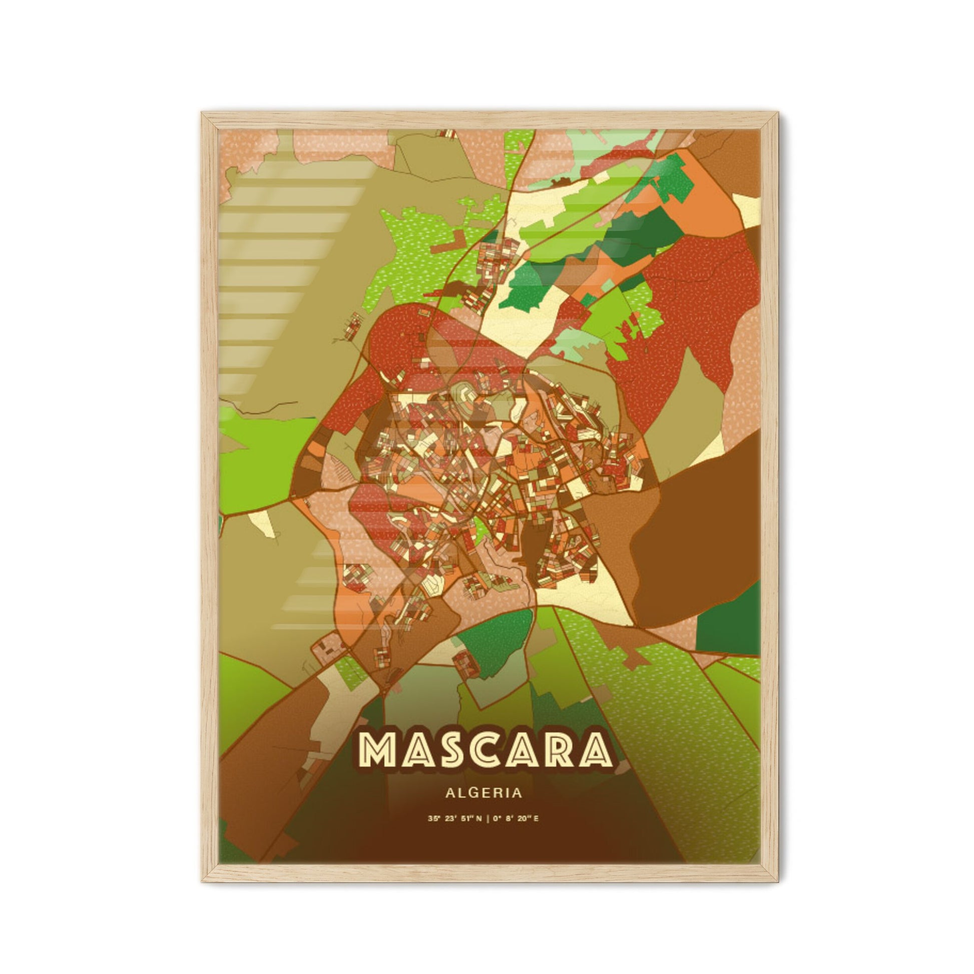 Colorful MASCARA ALGERIA Fine Art Map Farmhouse