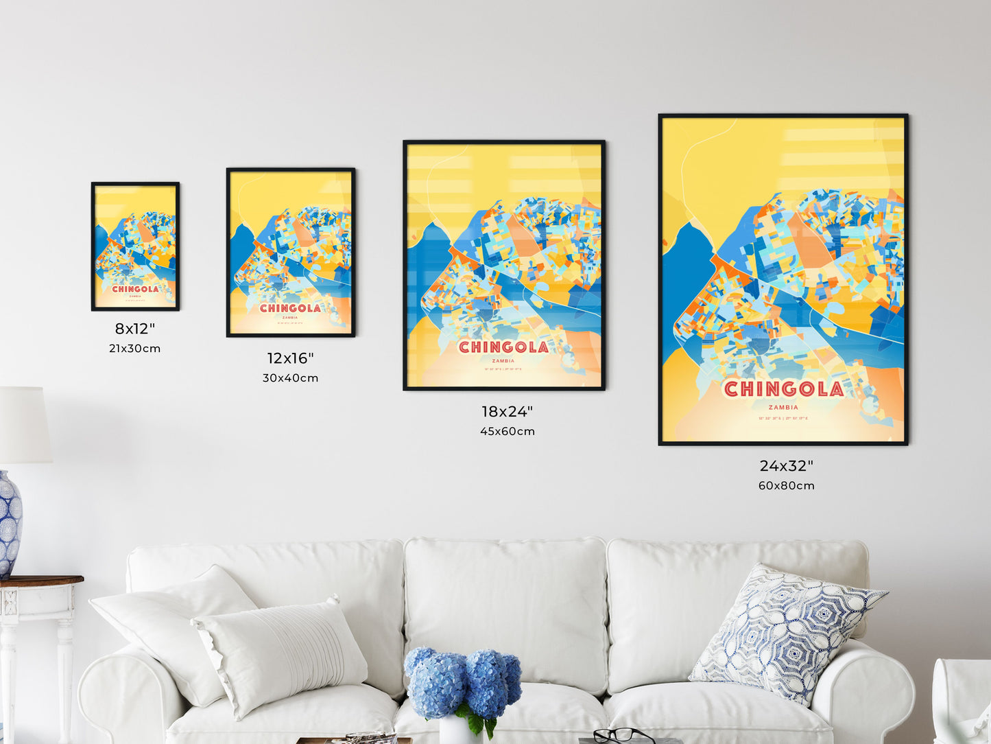 Colorful CHINGOLA ZAMBIA Fine Art Map