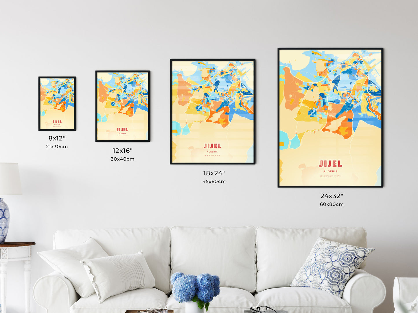 Colorful JIJEL ALGERIA Fine Art Map