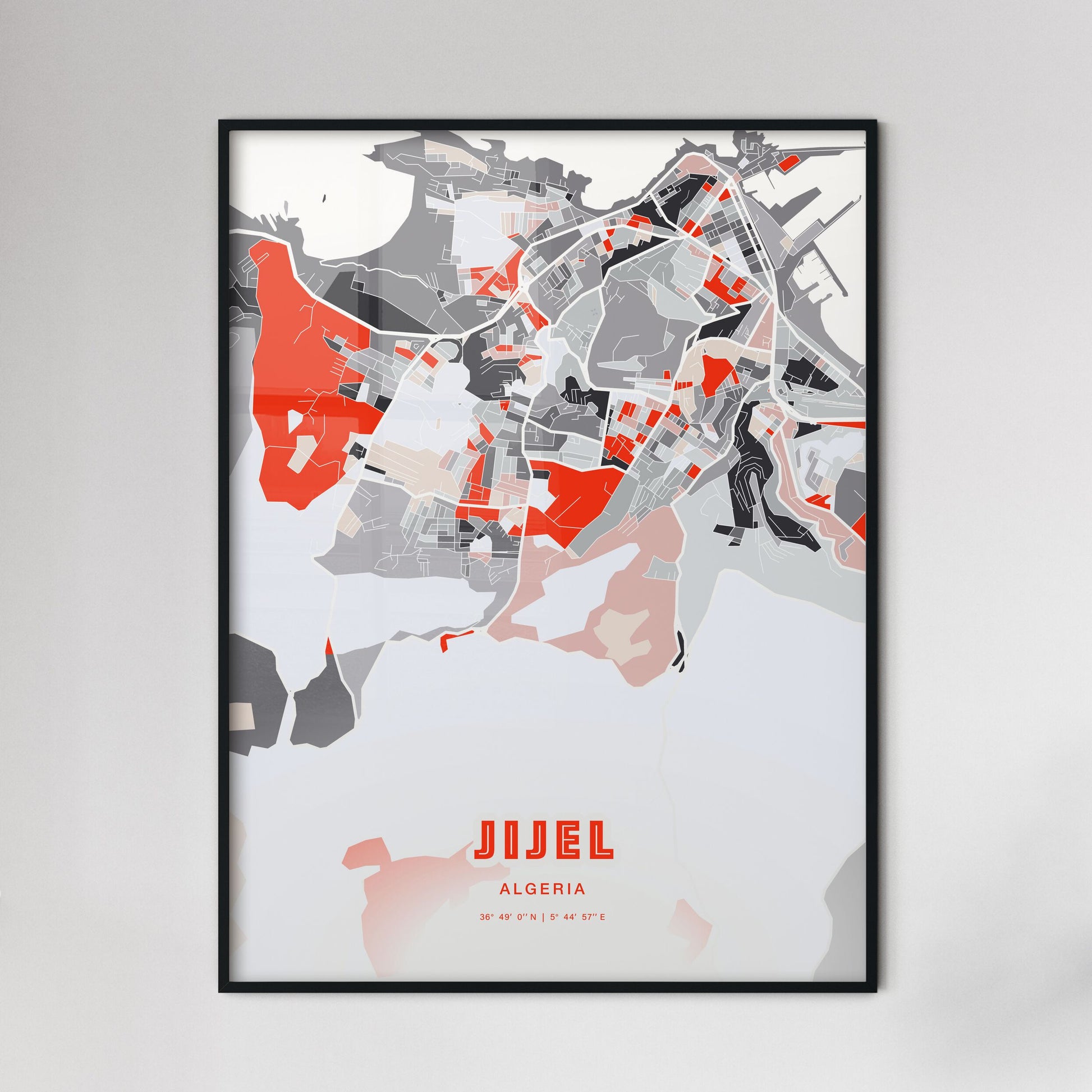 Colorful JIJEL ALGERIA Fine Art Map Modern