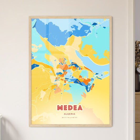 Colorful MEDEA ALGERIA Fine Art Map Blue Orange