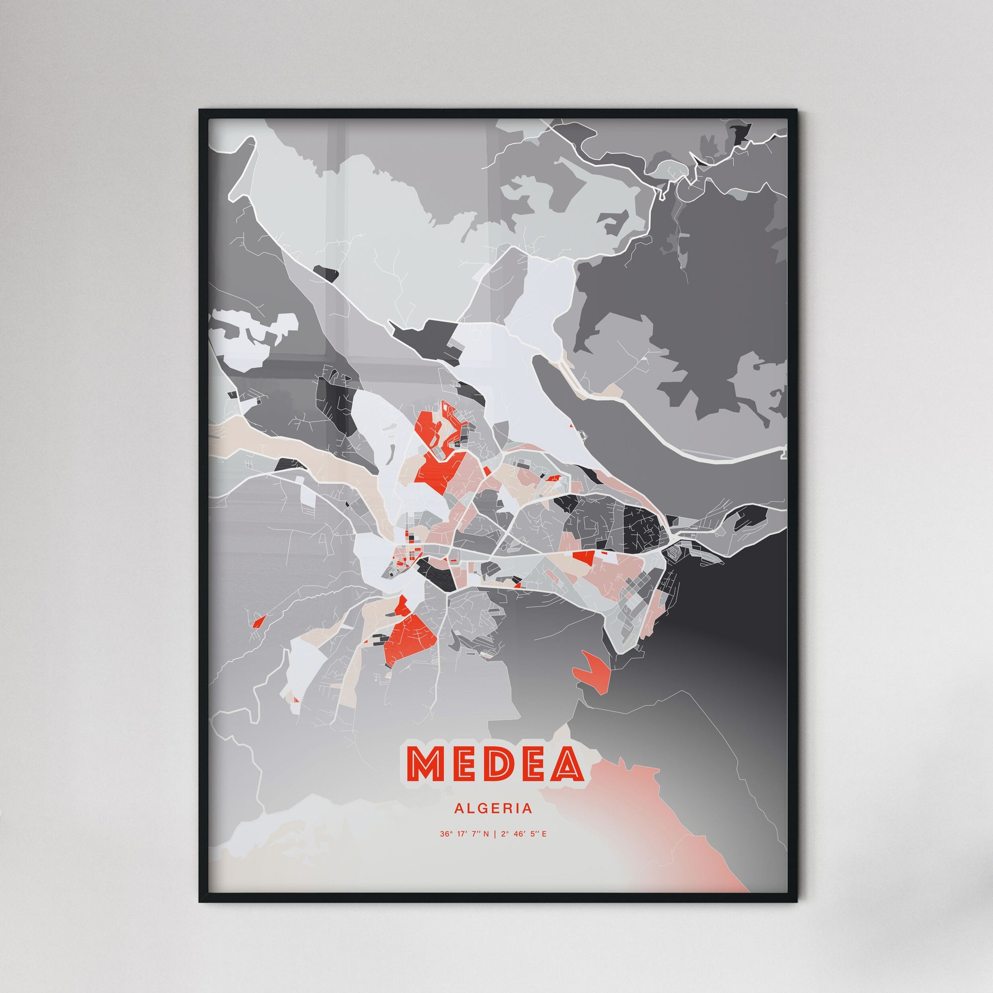 Colorful MEDEA ALGERIA Fine Art Map Modern