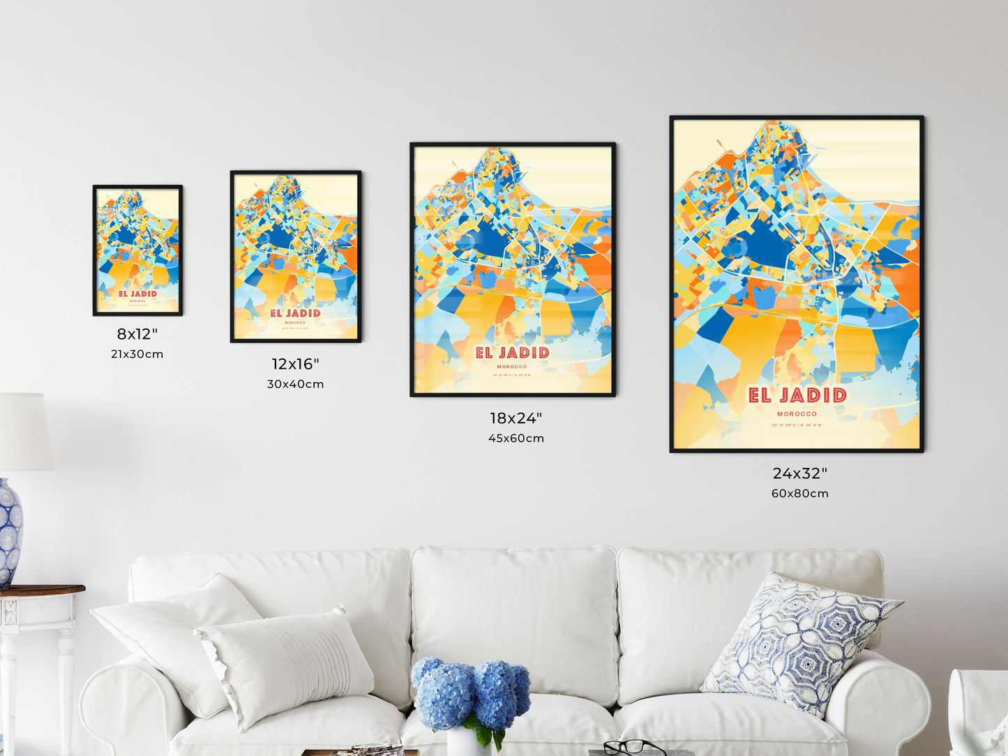 Colorful EL JADID MOROCCO Fine Art Map