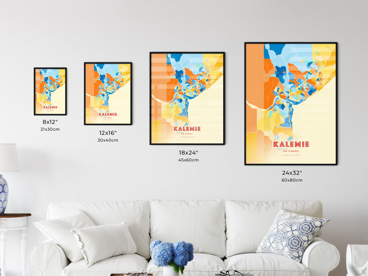 Colorful KALEMIE DR CONGO Fine Art Map