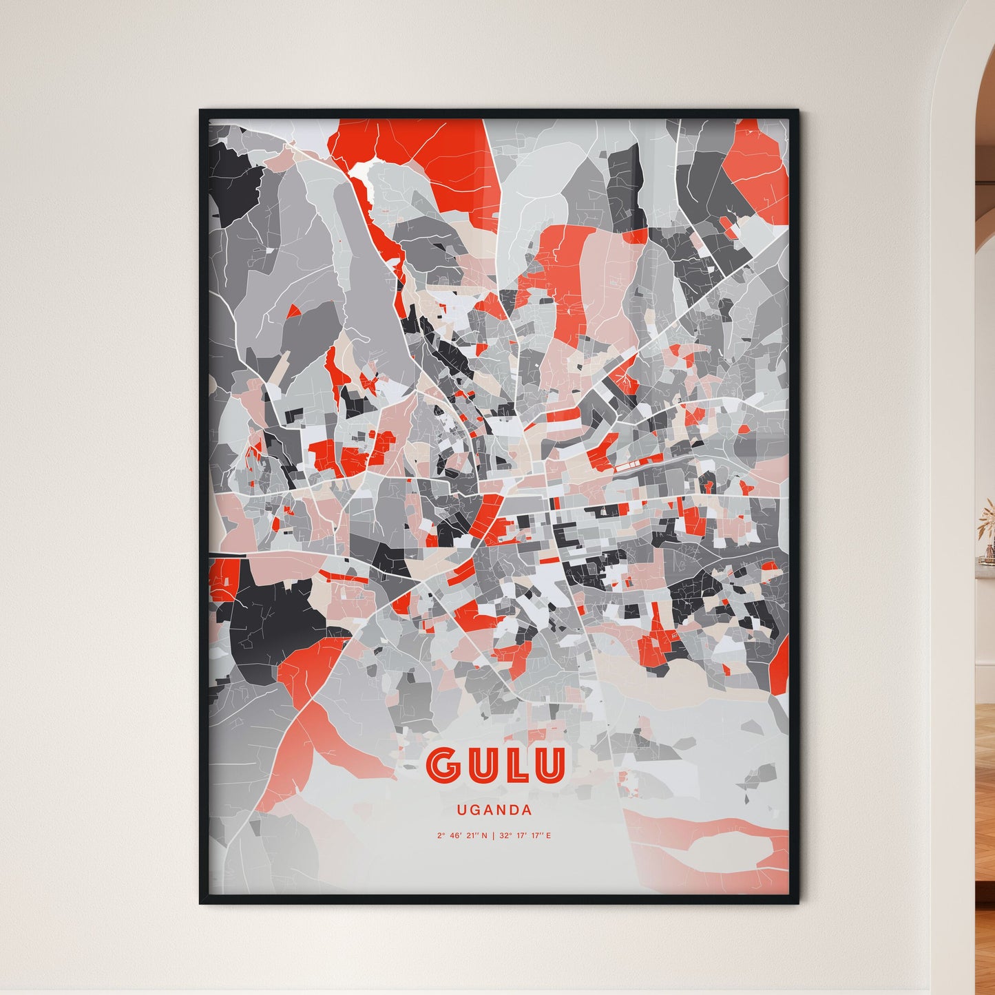 Colorful GULU UGANDA Fine Art Map Modern