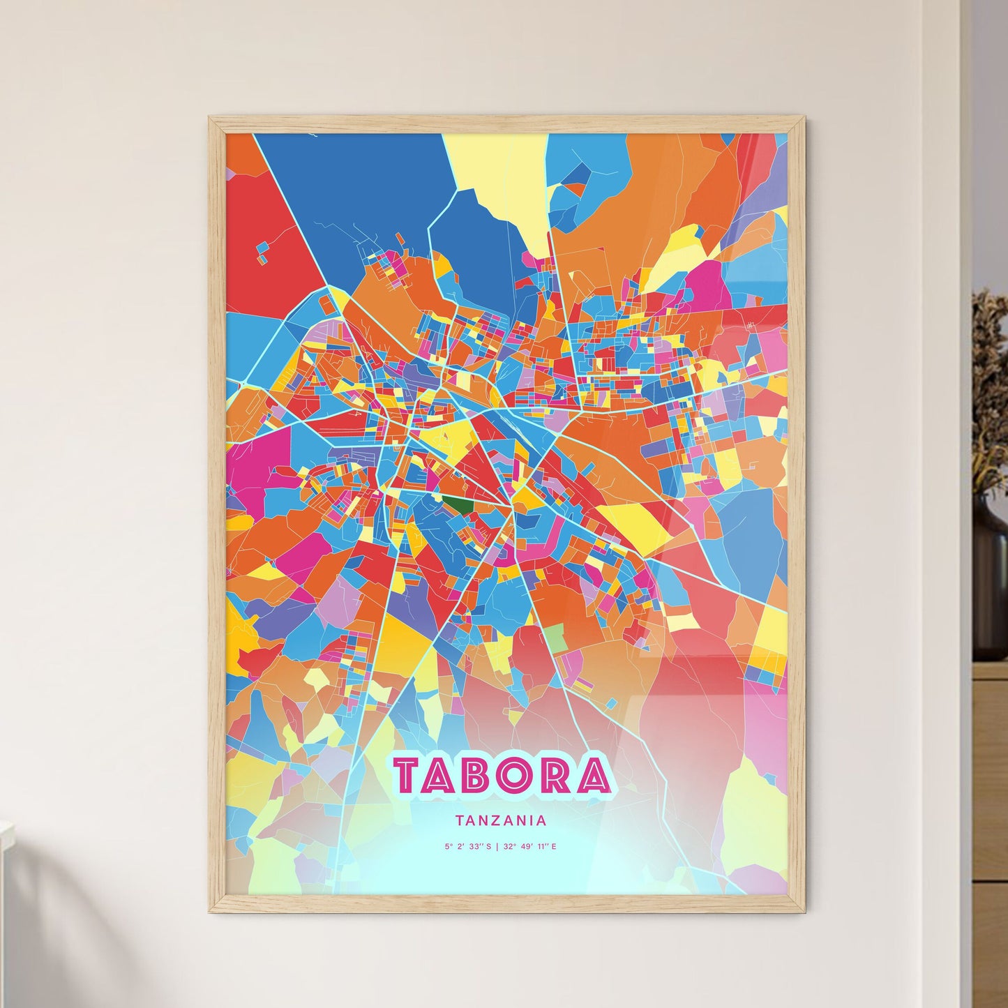 Colorful TABORA TANZANIA Fine Art Map Crazy Colors