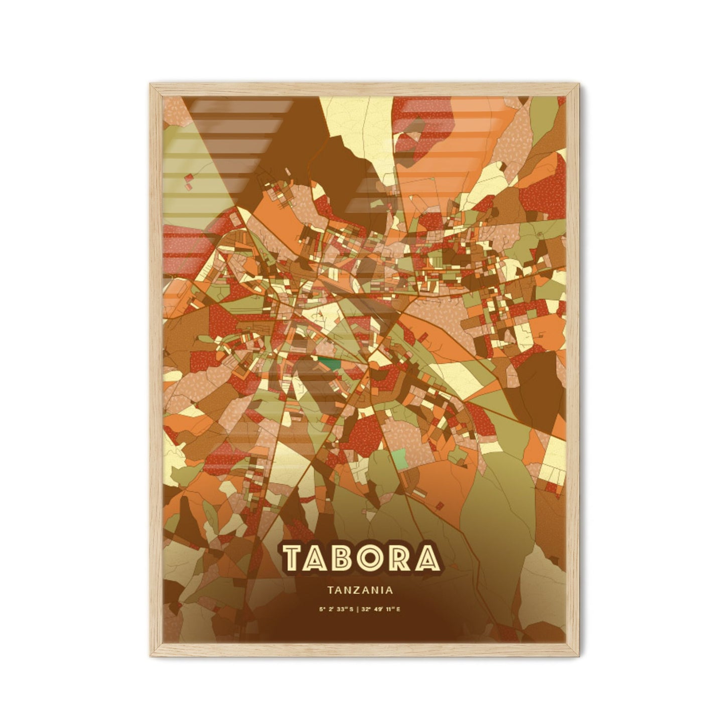 Colorful TABORA TANZANIA Fine Art Map Farmhouse