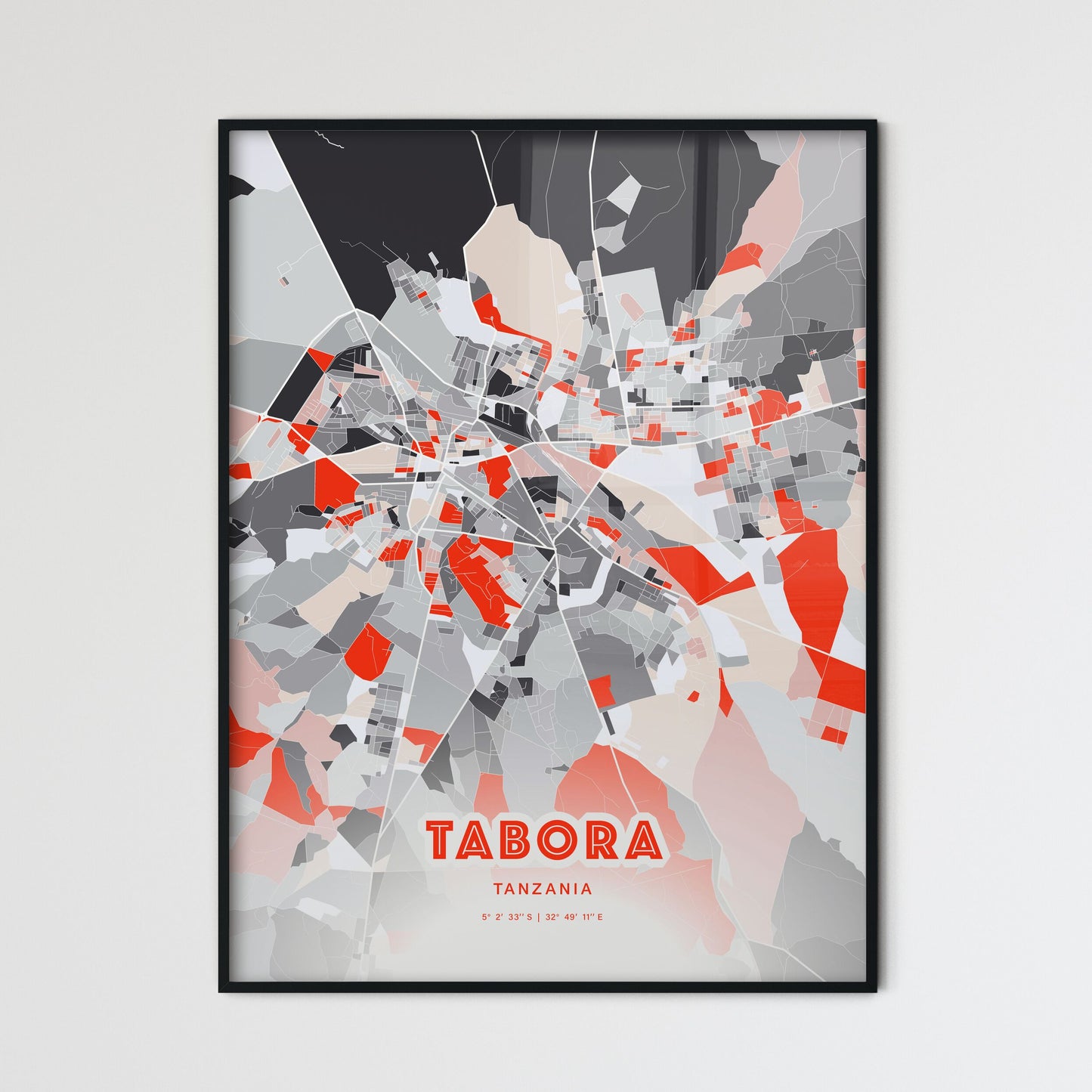 Colorful TABORA TANZANIA Fine Art Map Modern