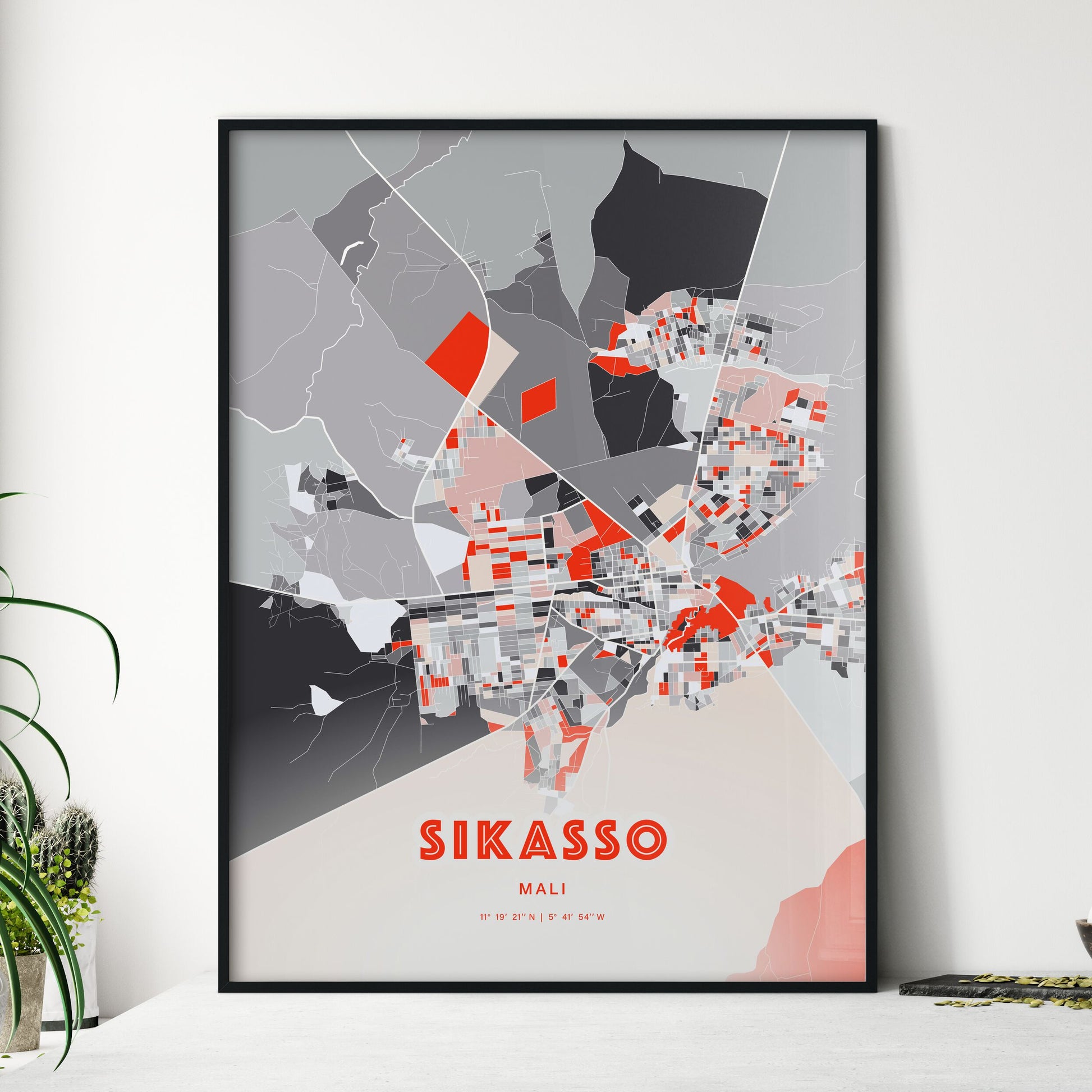 Colorful SIKASSO MALI Fine Art Map Modern