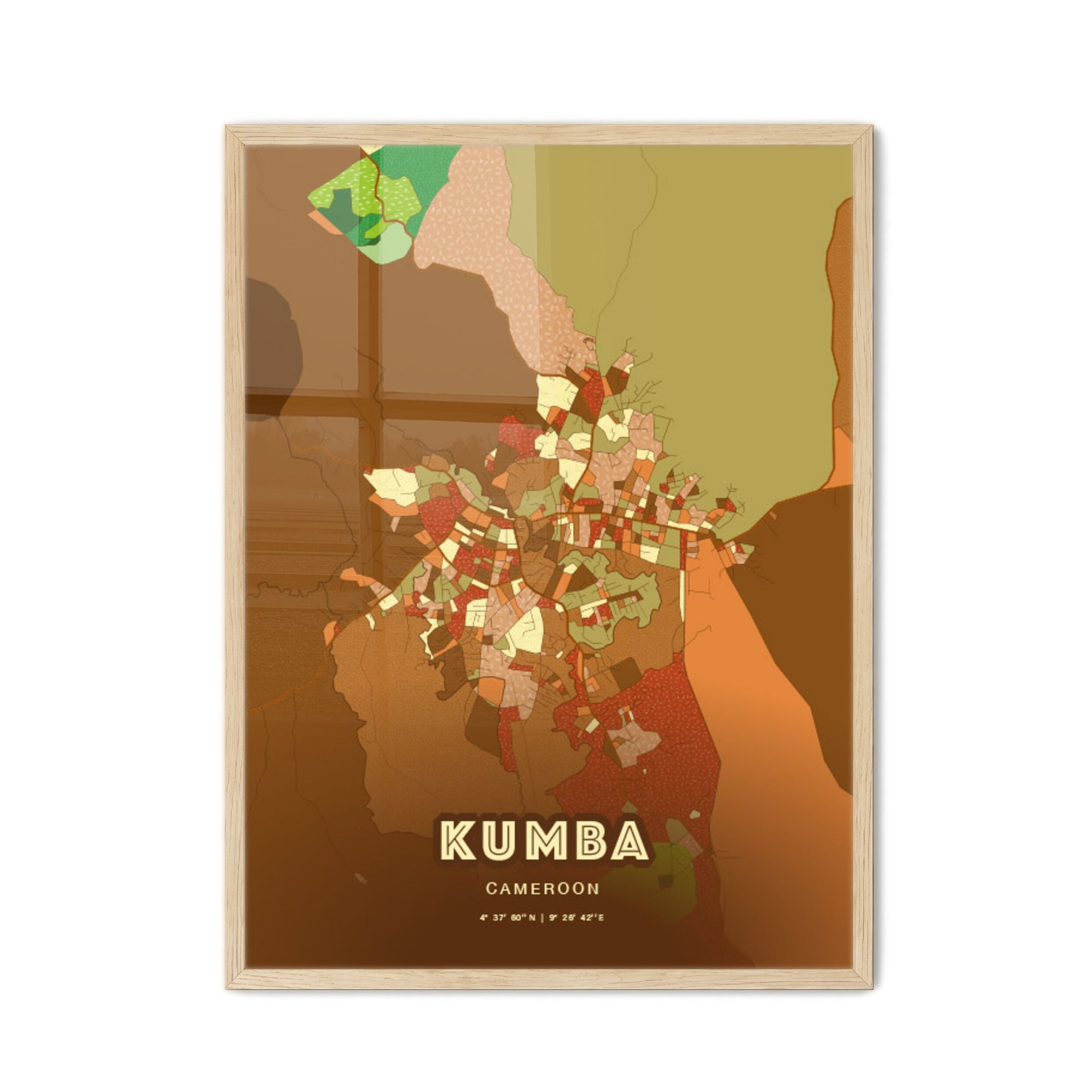 Colorful KUMBA CAMEROON Fine Art Map Farmhouse