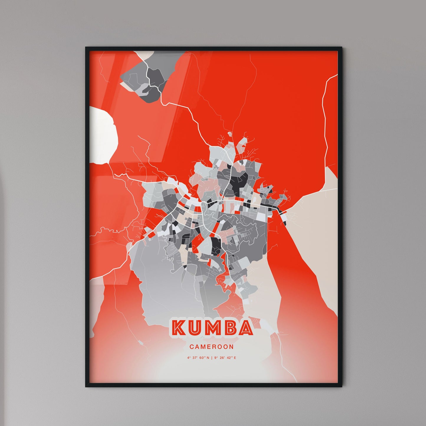 Colorful KUMBA CAMEROON Fine Art Map Modern