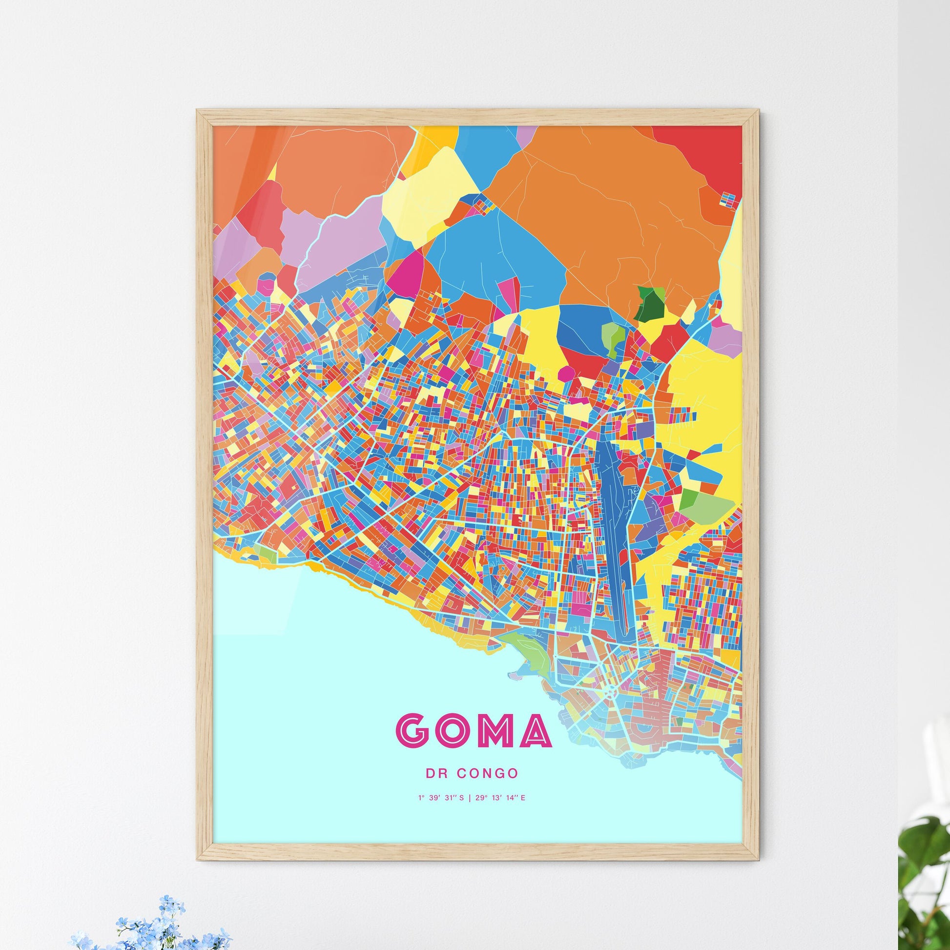 Colorful GOMA DR CONGO Fine Art Map Crazy Colors