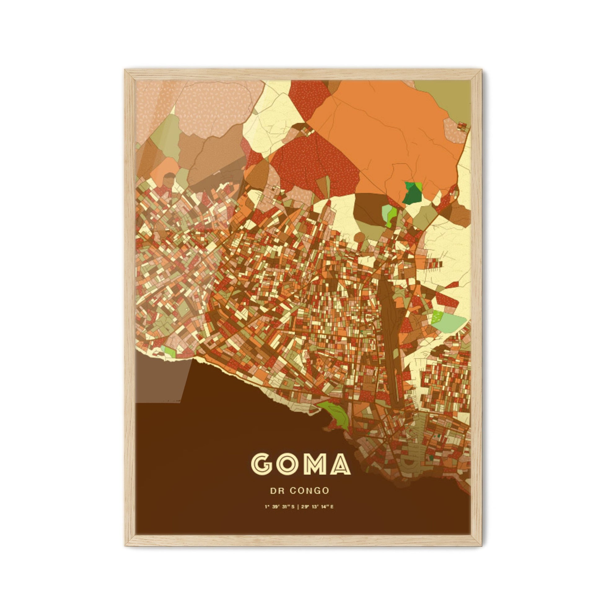 Colorful GOMA DR CONGO Fine Art Map Farmhouse