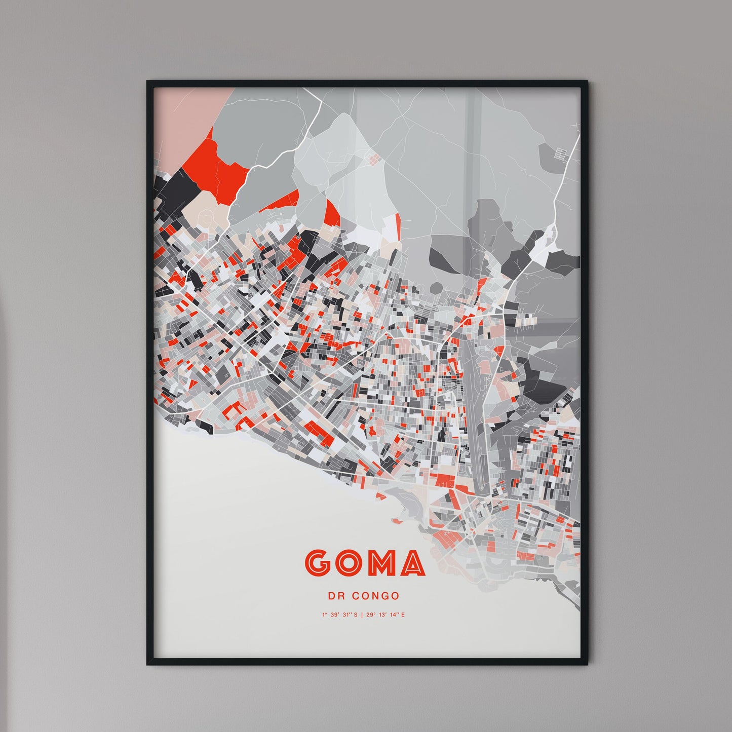 Colorful GOMA DR CONGO Fine Art Map Modern