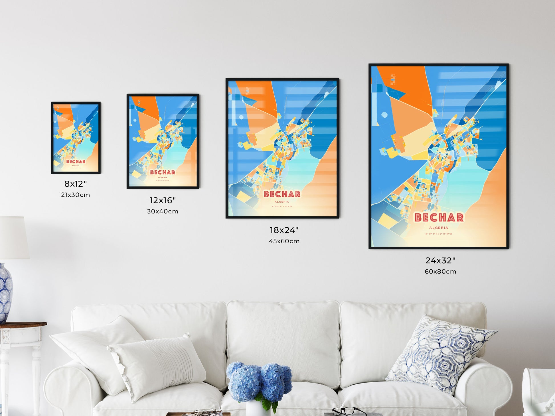 Colorful BECHAR ALGERIA Fine Art Map