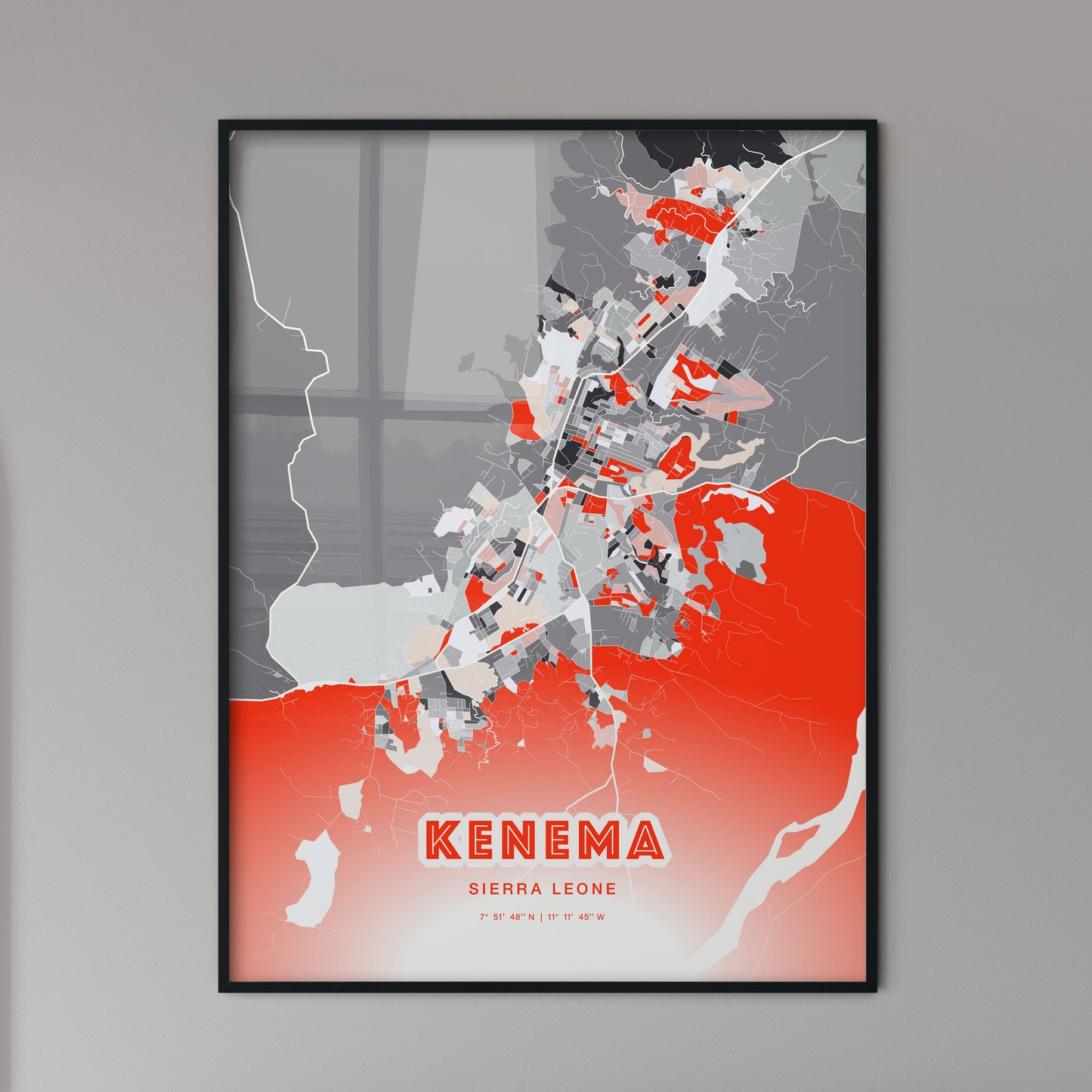 Colorful KENEMA SIERRA LEONE Fine Art Map Modern