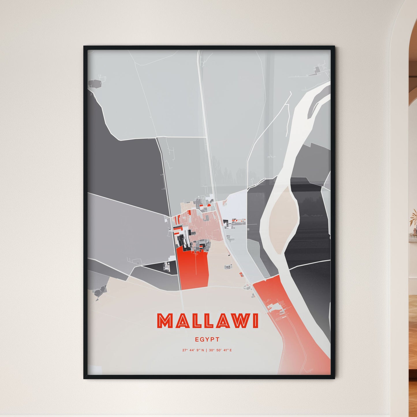 Colorful MALLAWI EGYPT Fine Art Map Modern